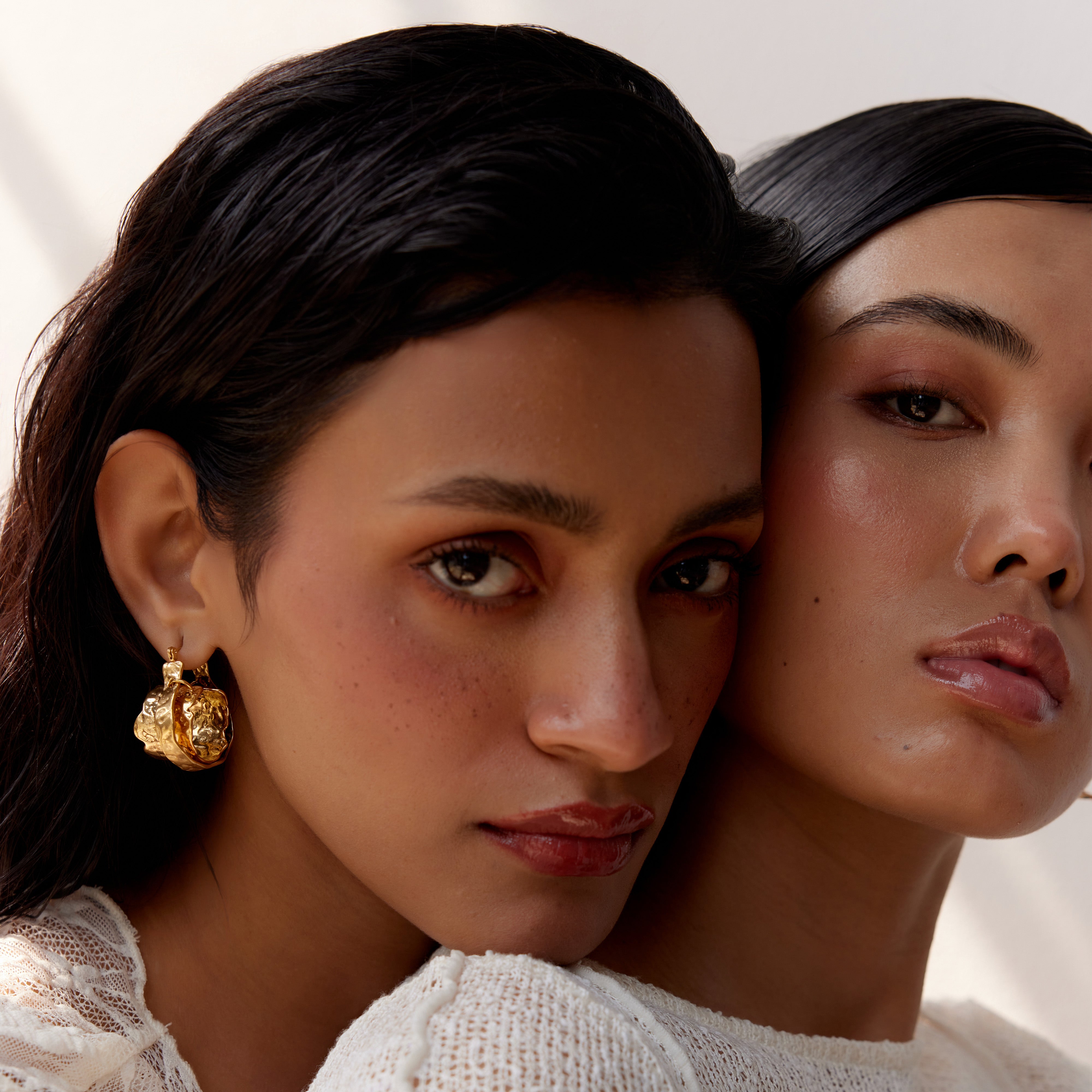 Canggu Double Layered Textured Earrings in 18K Gold Plated