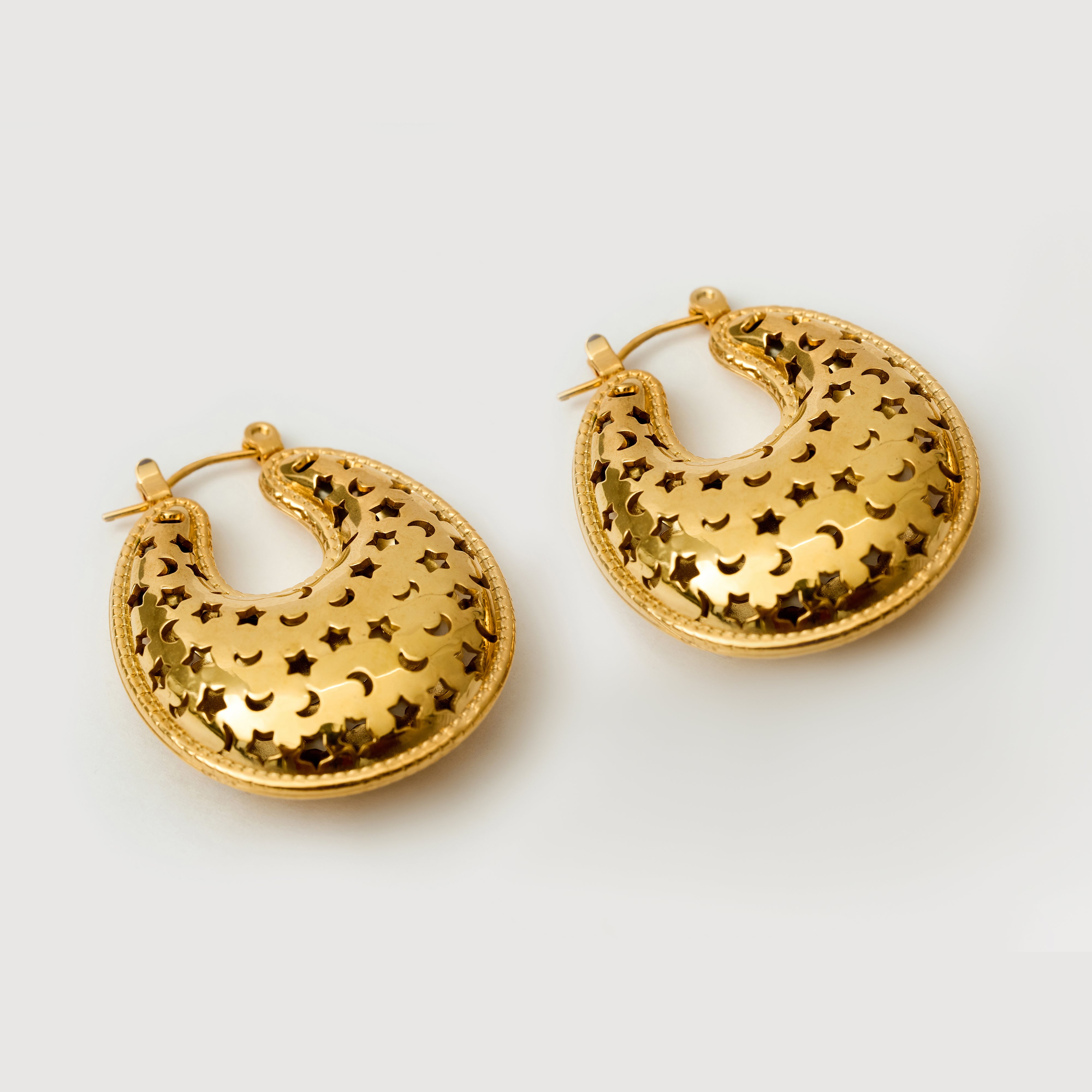 Starry Nightfall Hoop Earrings in 18K Gold Plated