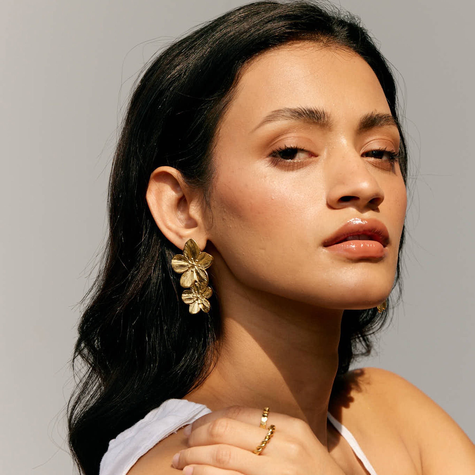 Rosa Drop Earrings in 18K Gold Plated