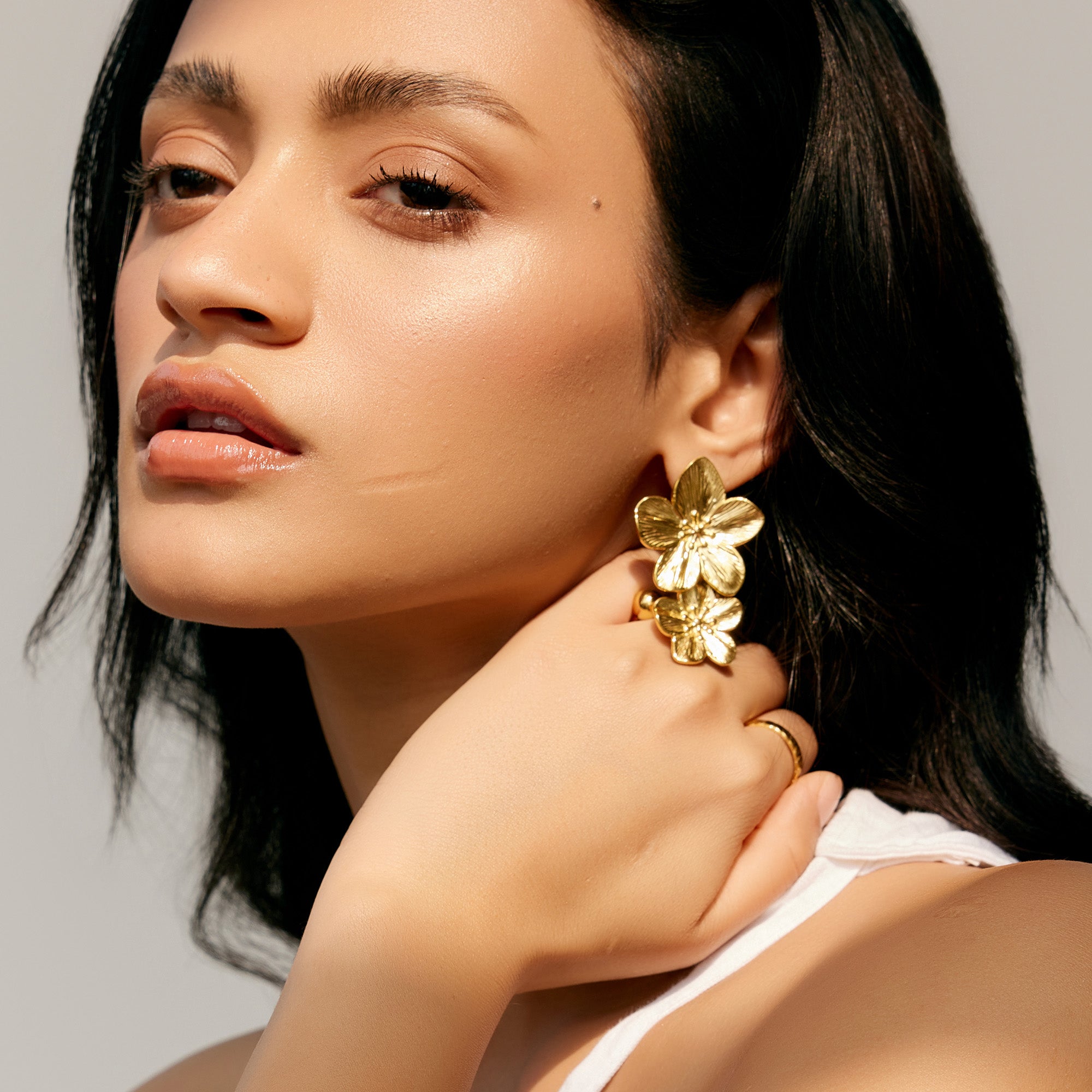 Rosa Drop Earrings in 18K Gold Plated