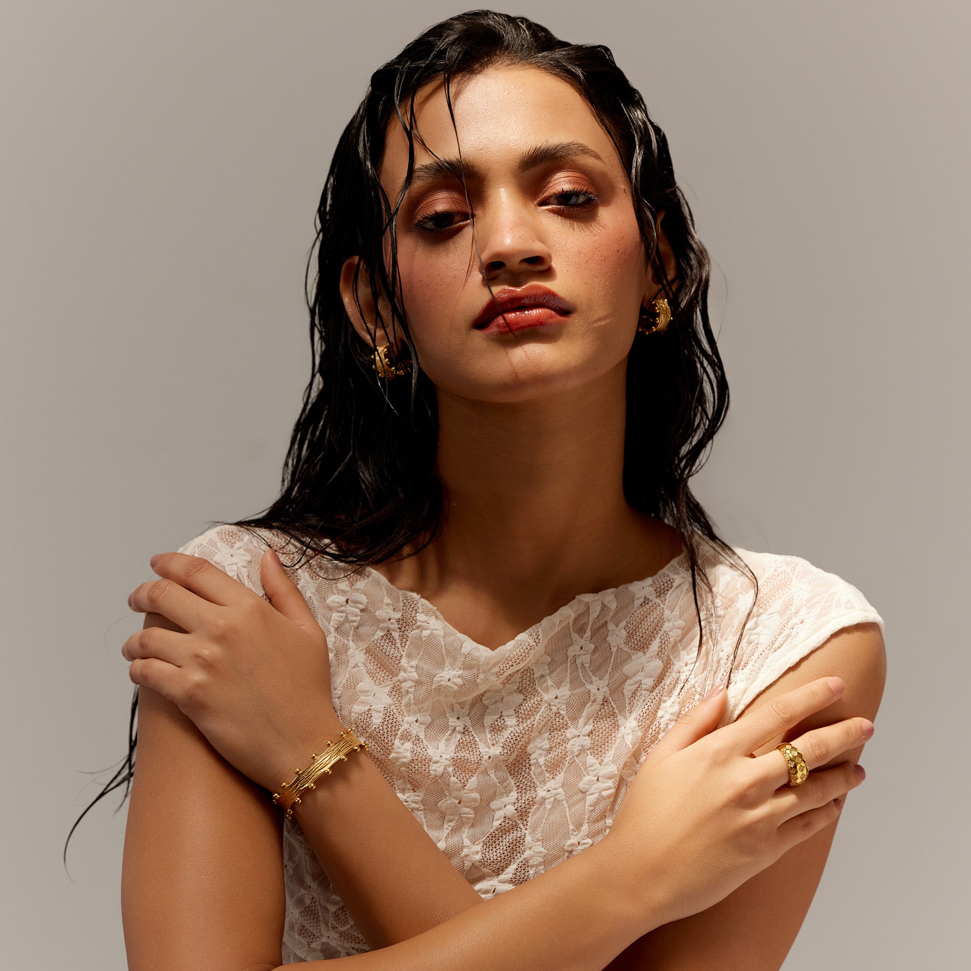 Elodie Bangle Bracelet in 18K Gold Plated