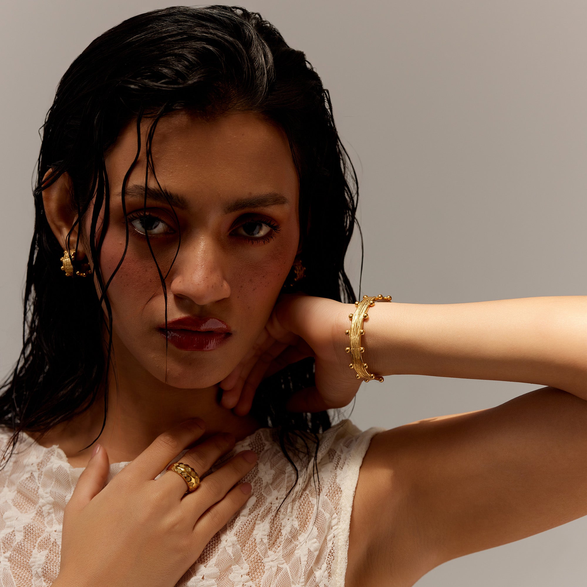 Elodie Bangle Bracelet in 18K Gold Plated