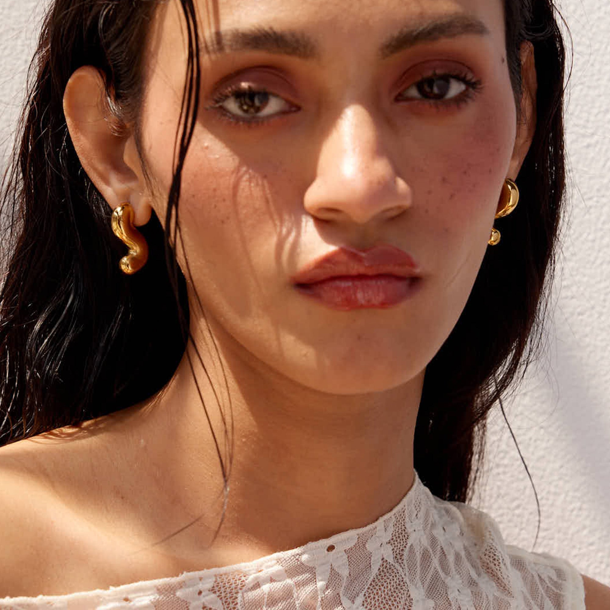 Sabrina Drop Gold Earrings in 18K Gold Plated