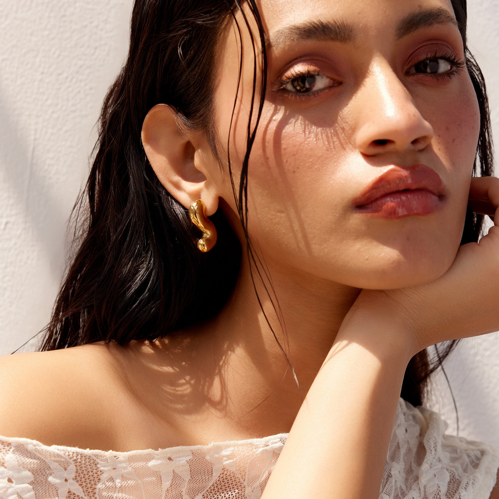 Sabrina Drop Gold Earrings in 18K Gold Plated