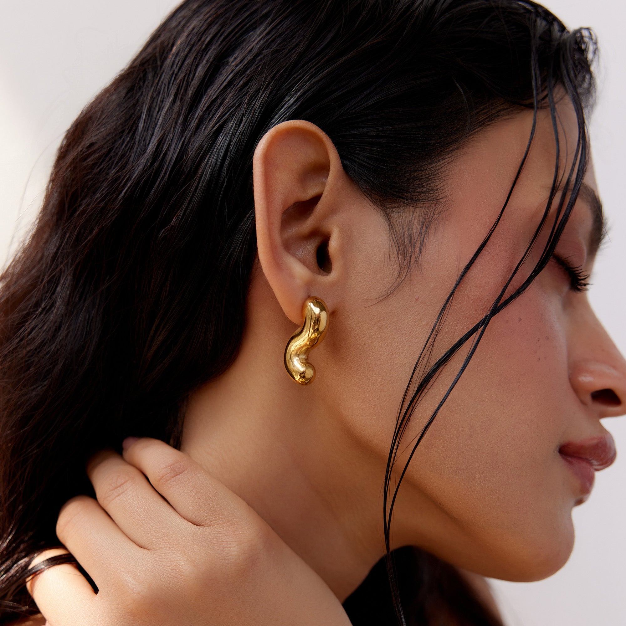 Sabrina Drop Gold Earrings in 18K Gold Plated