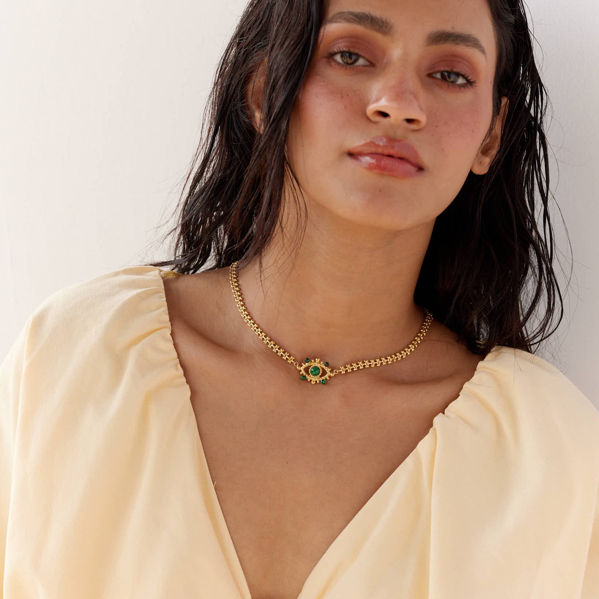 Sofia Evil Eye Necklace in 18K Gold Plated