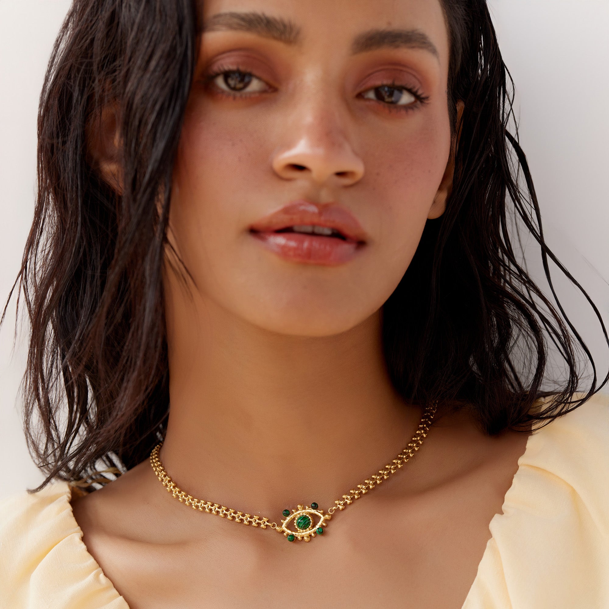 Sofia Evil Eye Necklace in 18K Gold Plated