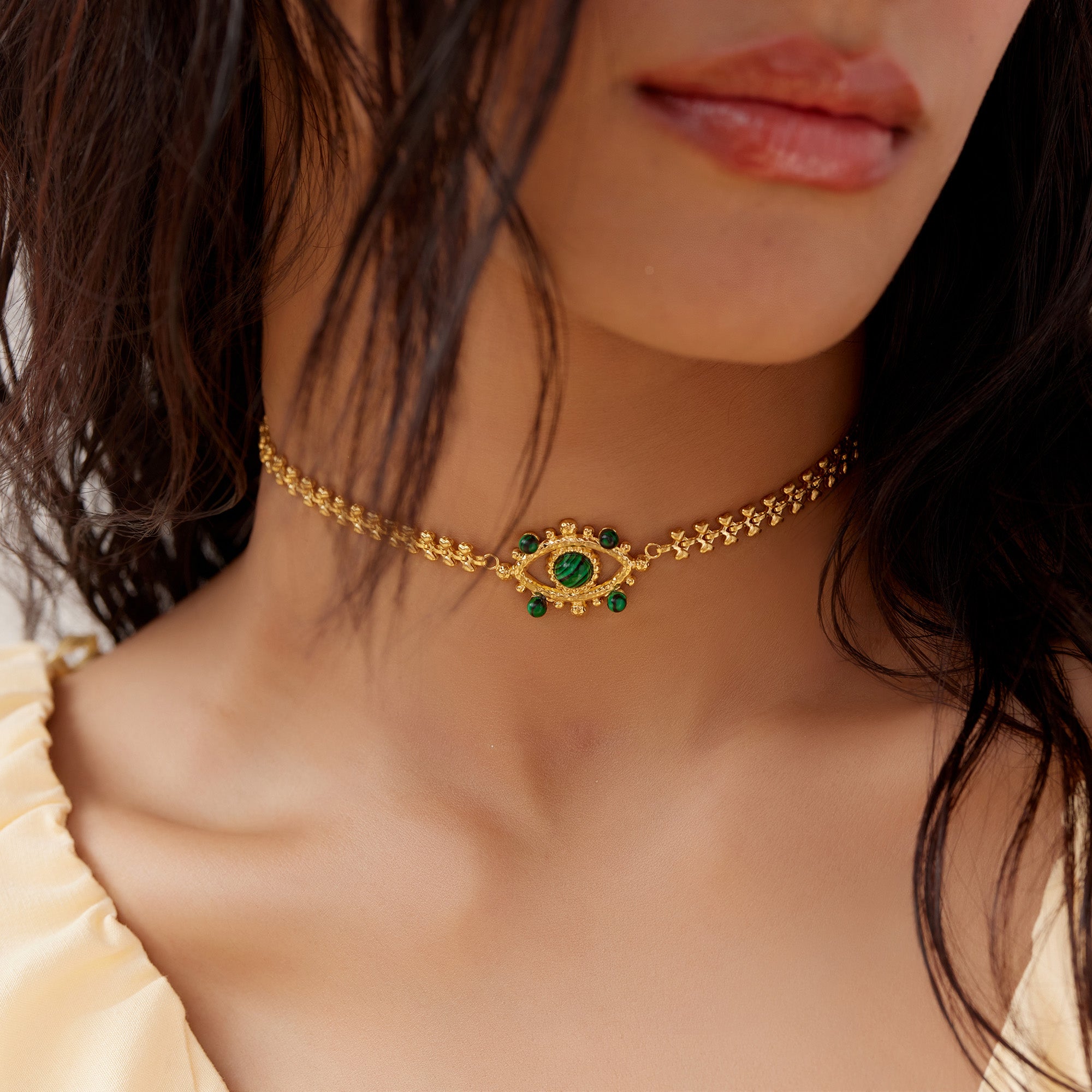 Sofia Evil Eye Necklace in 18K Gold Plated