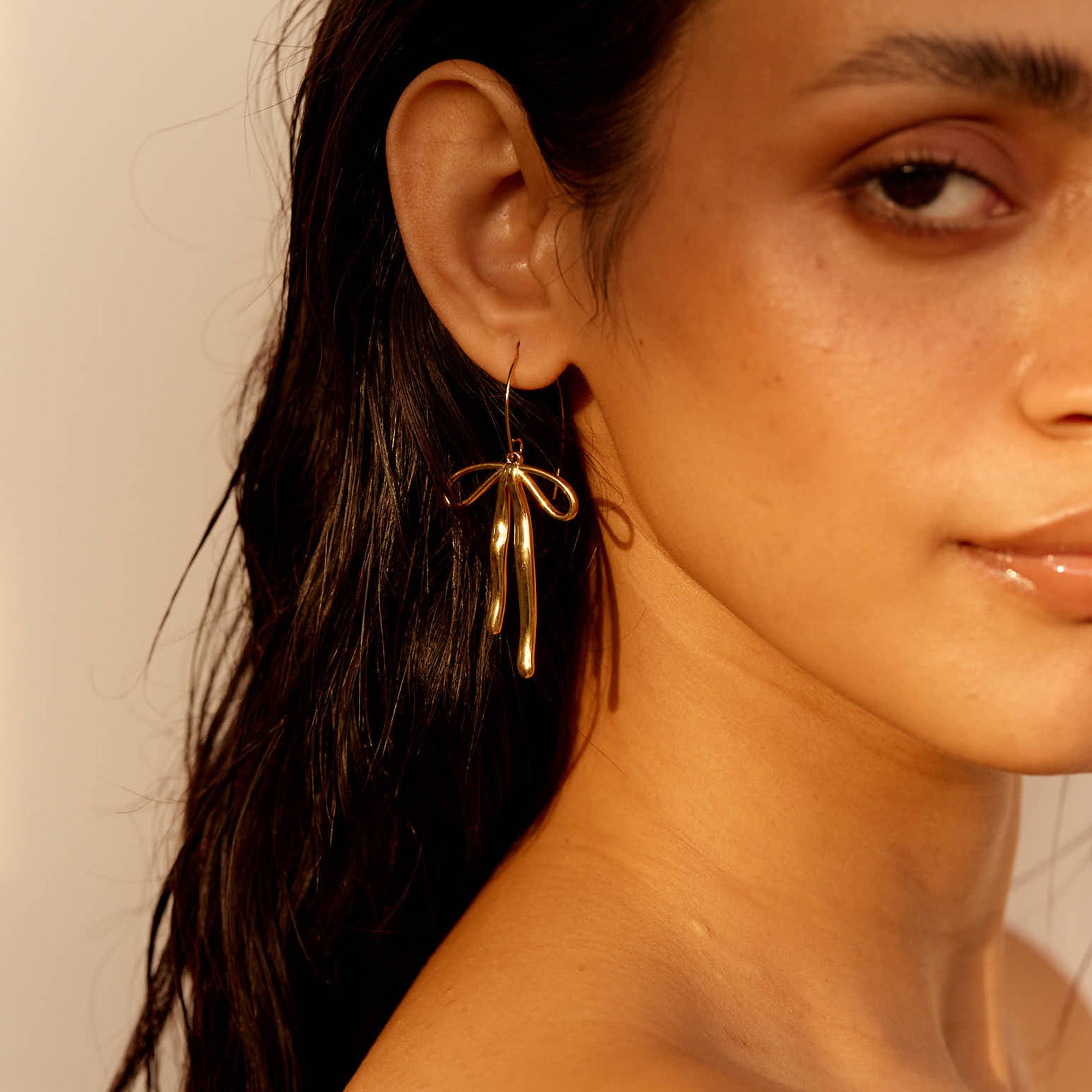 Scarlette Bow Drop Earrings in 18K Gold Plated