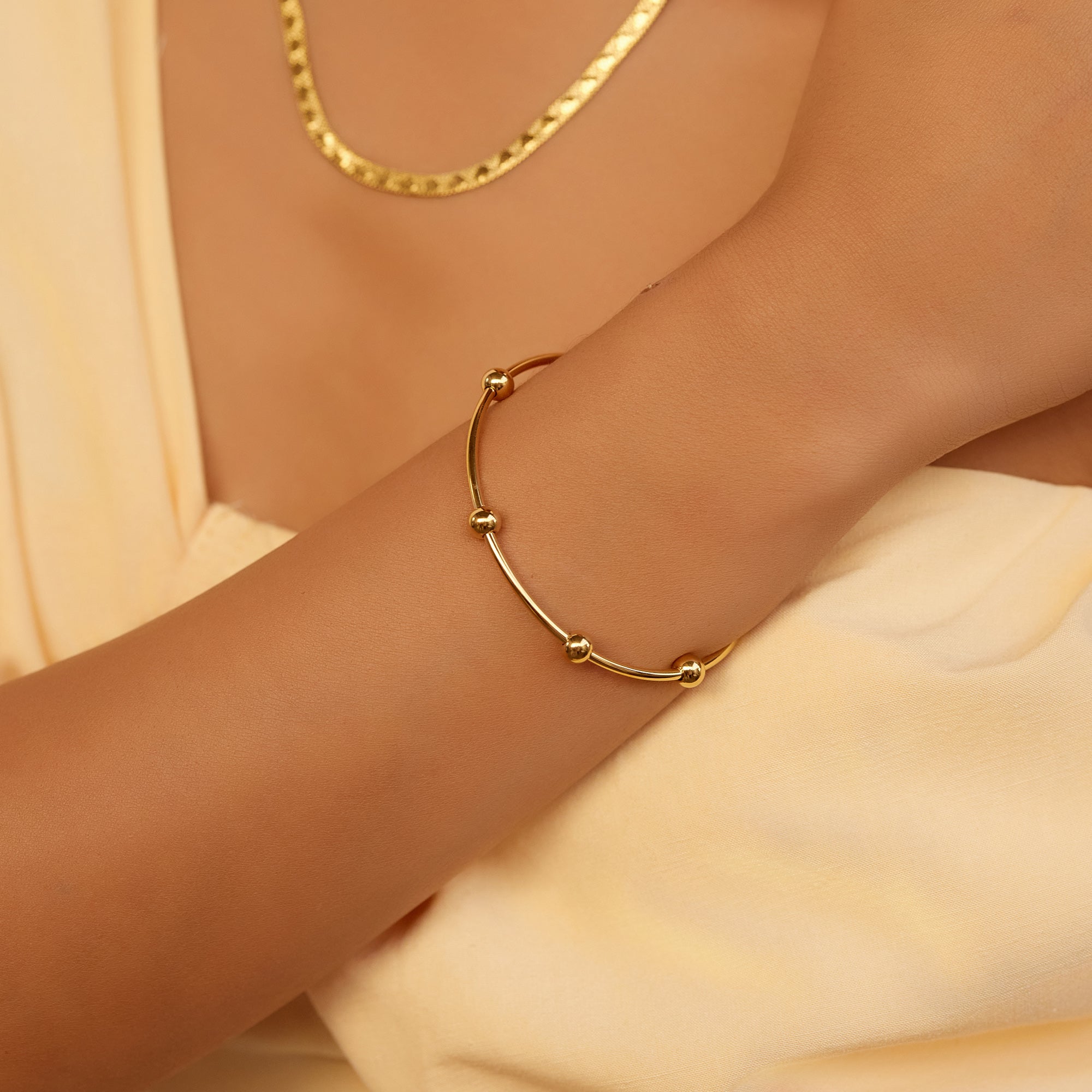 Adara Gold Bangle Bracelet in 18K Gold Plated
