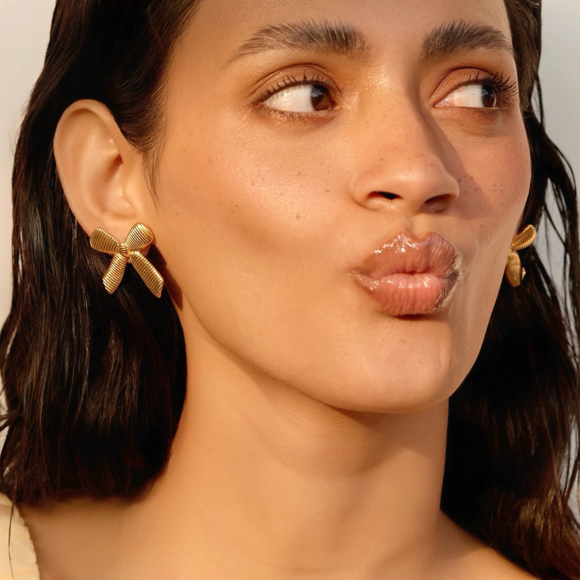 Rosalind Bow Earrings in 18K Gold Plated