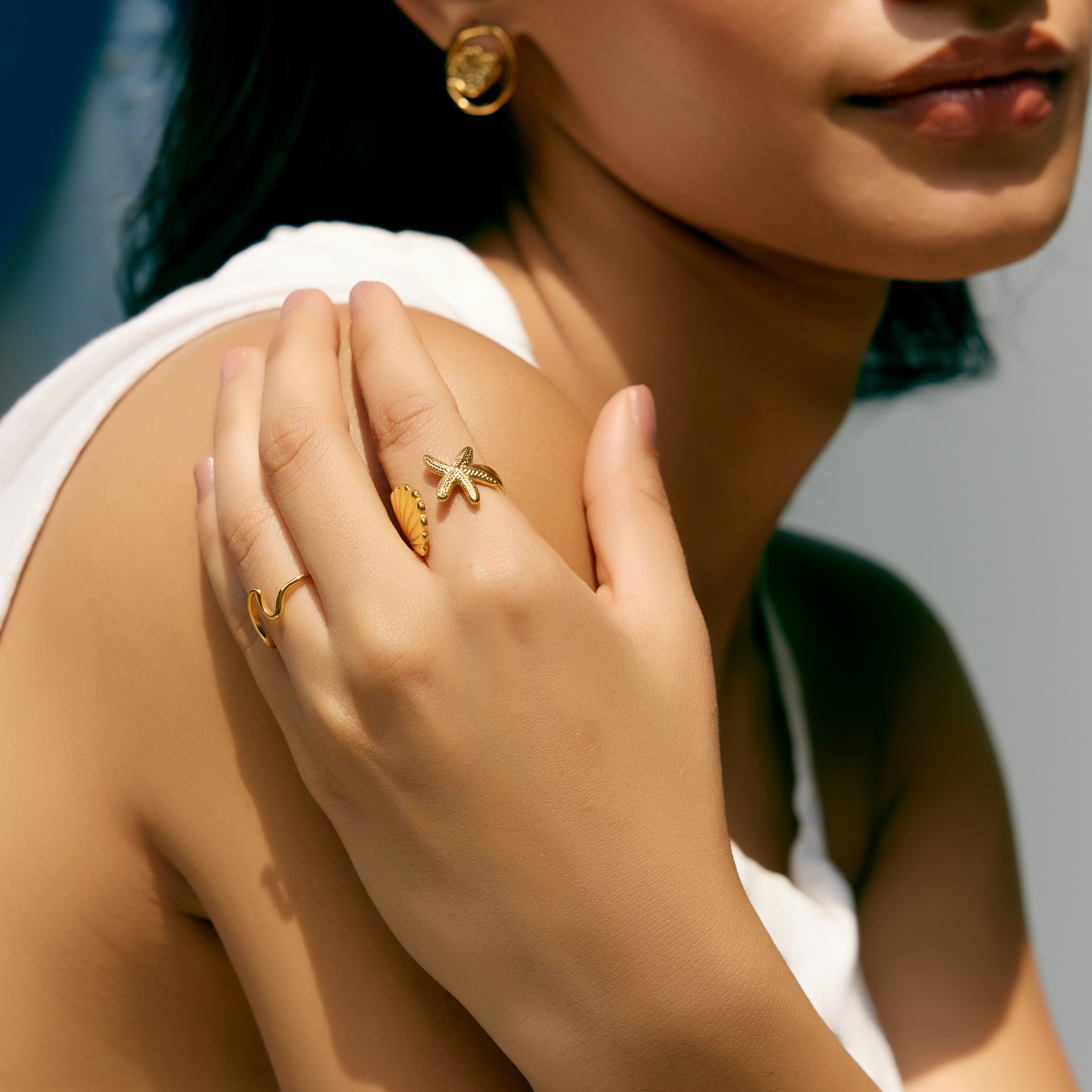 Coastal Charms Ring in 18K Gold Plated