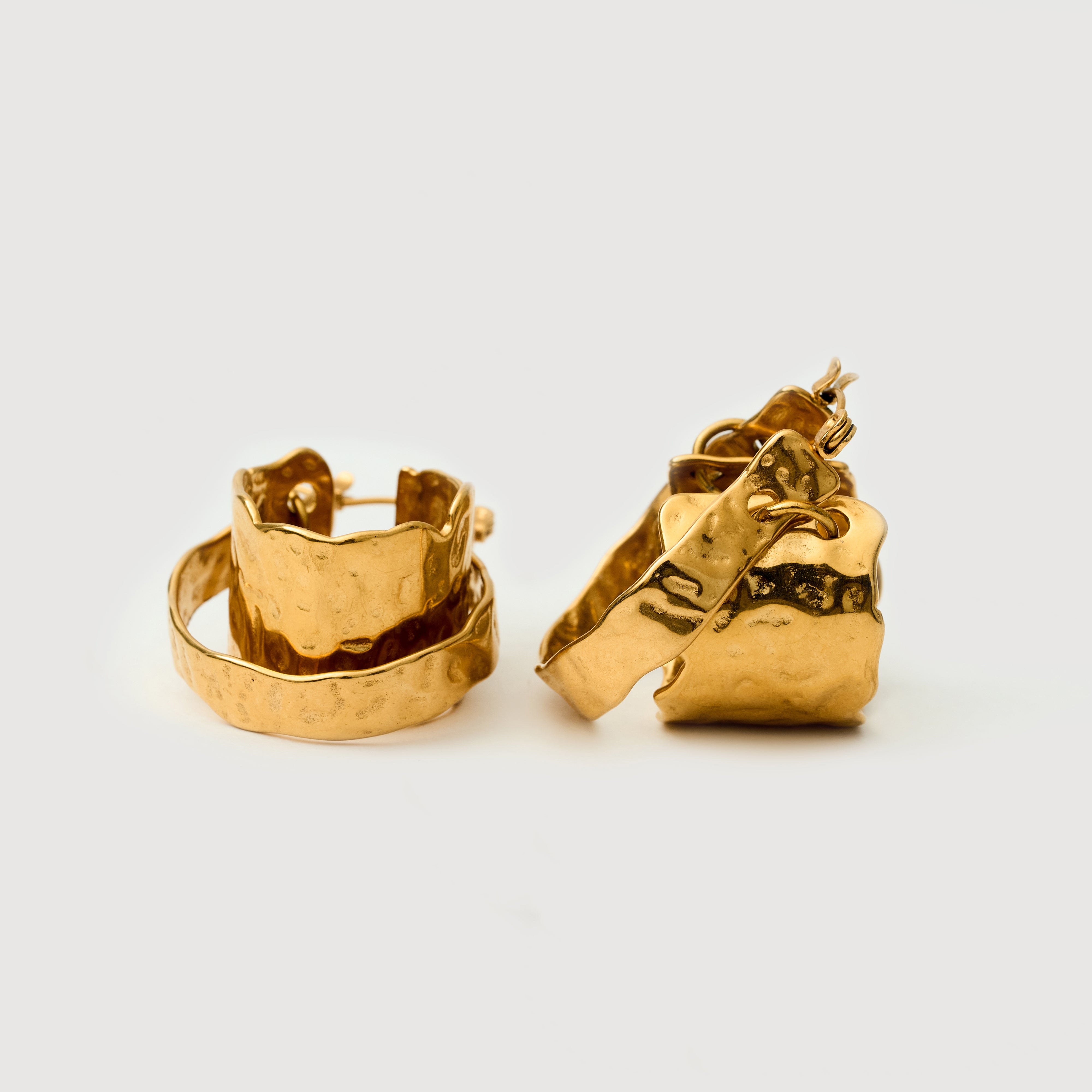 Canggu Double Layered Textured Earrings in 18K Gold Plated