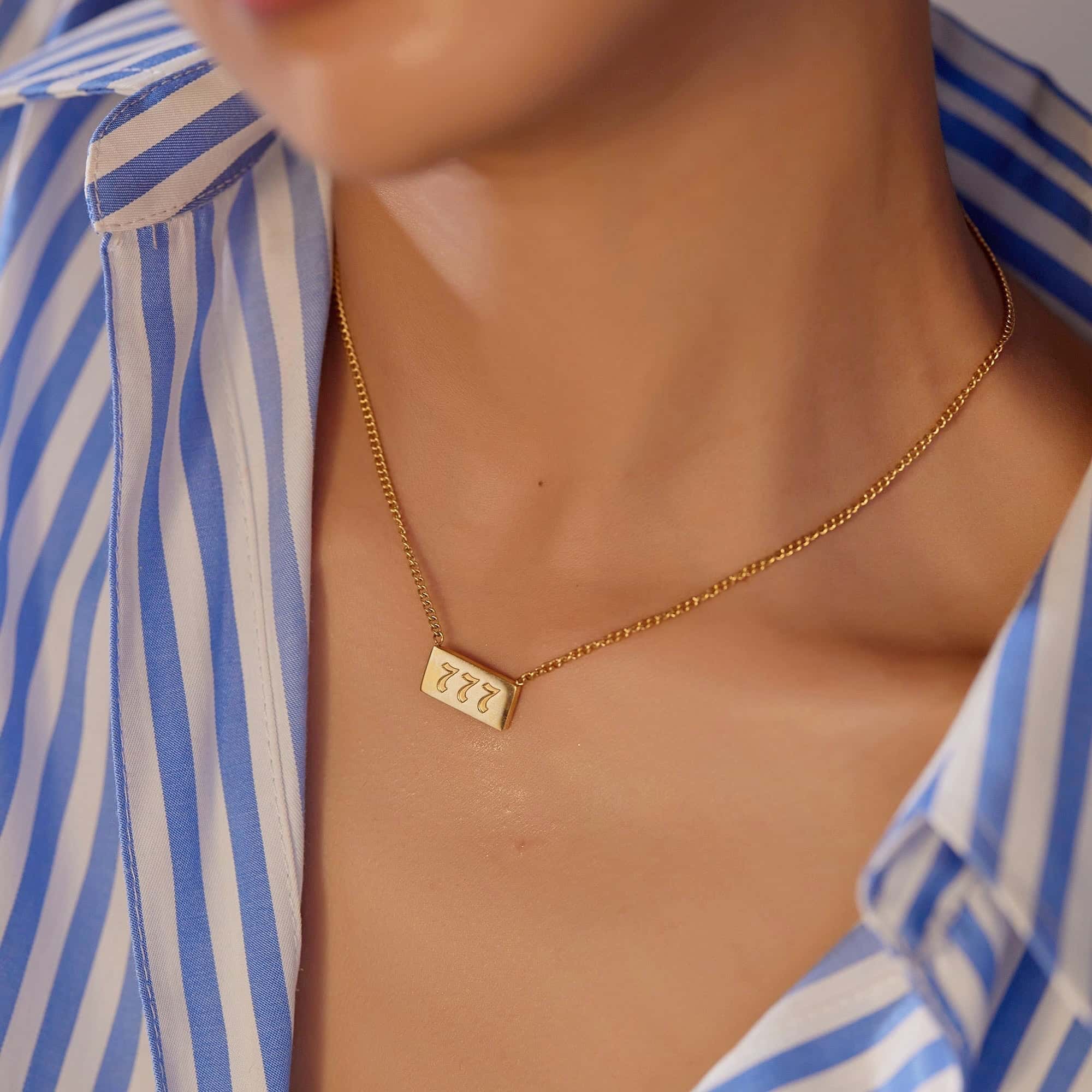 Athena Fortune 777 Pendant Necklace in 18K Gold Plated