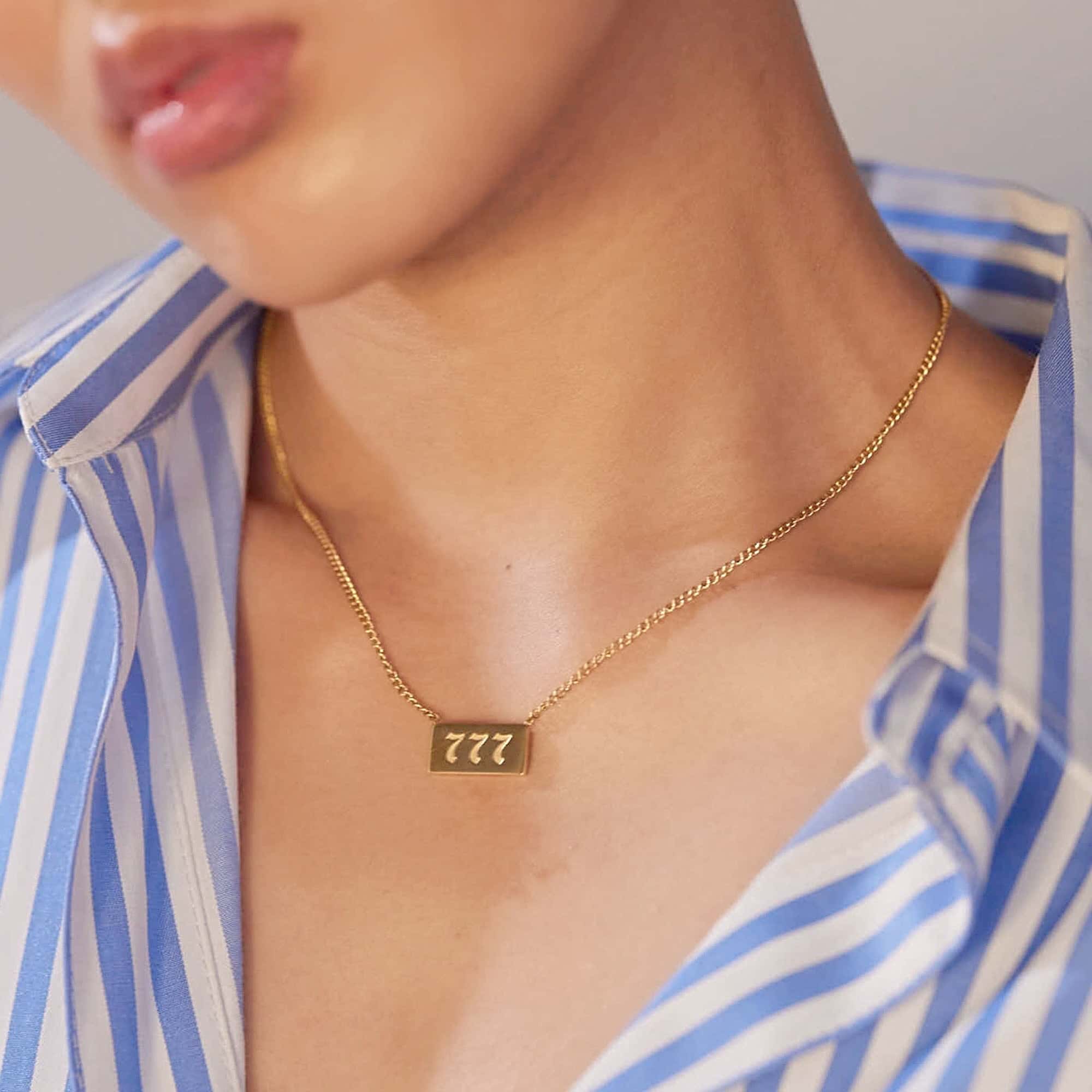 Athena Fortune 777 Pendant Necklace in 18K Gold Plated