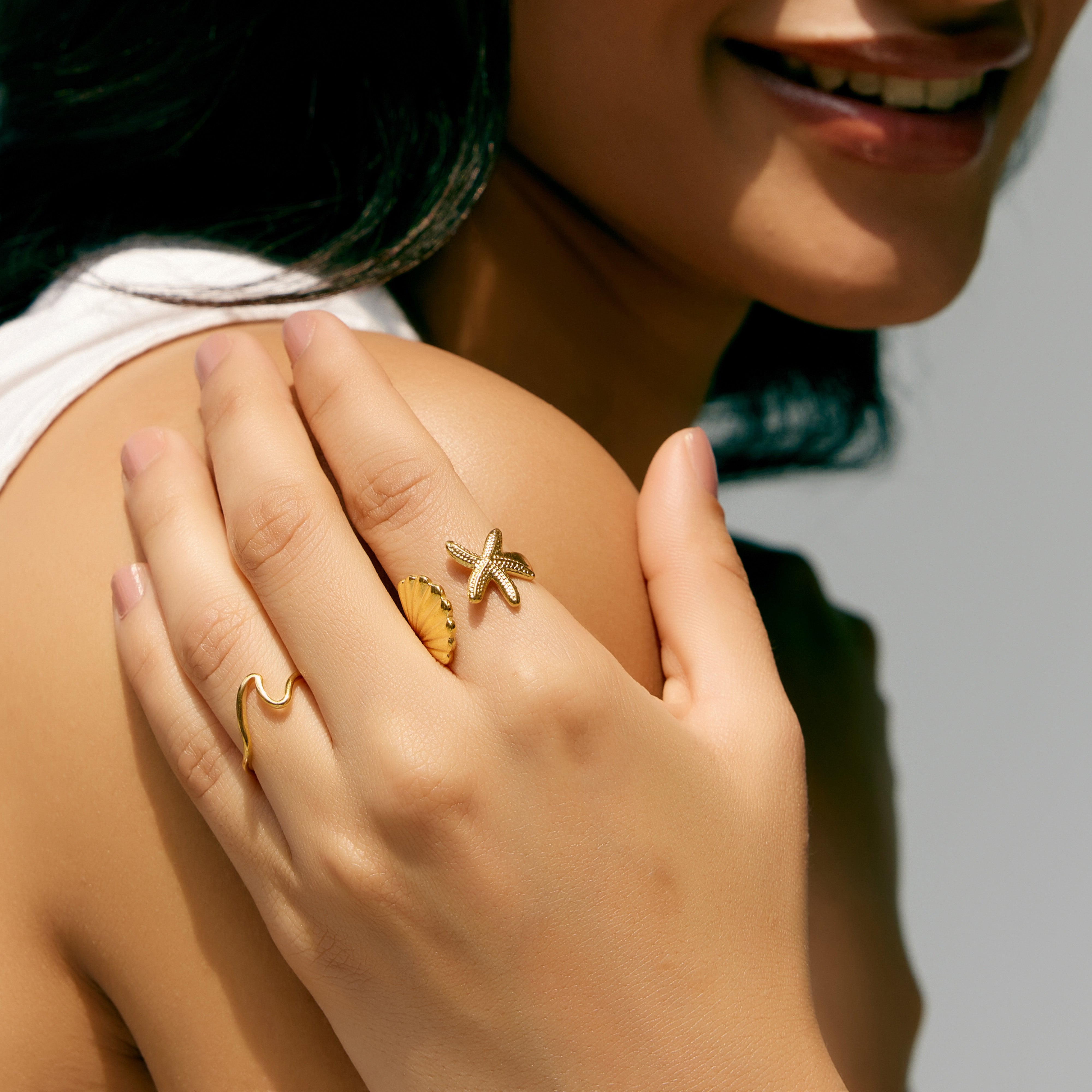 Coastal Charms Ring in 18K Gold Plated