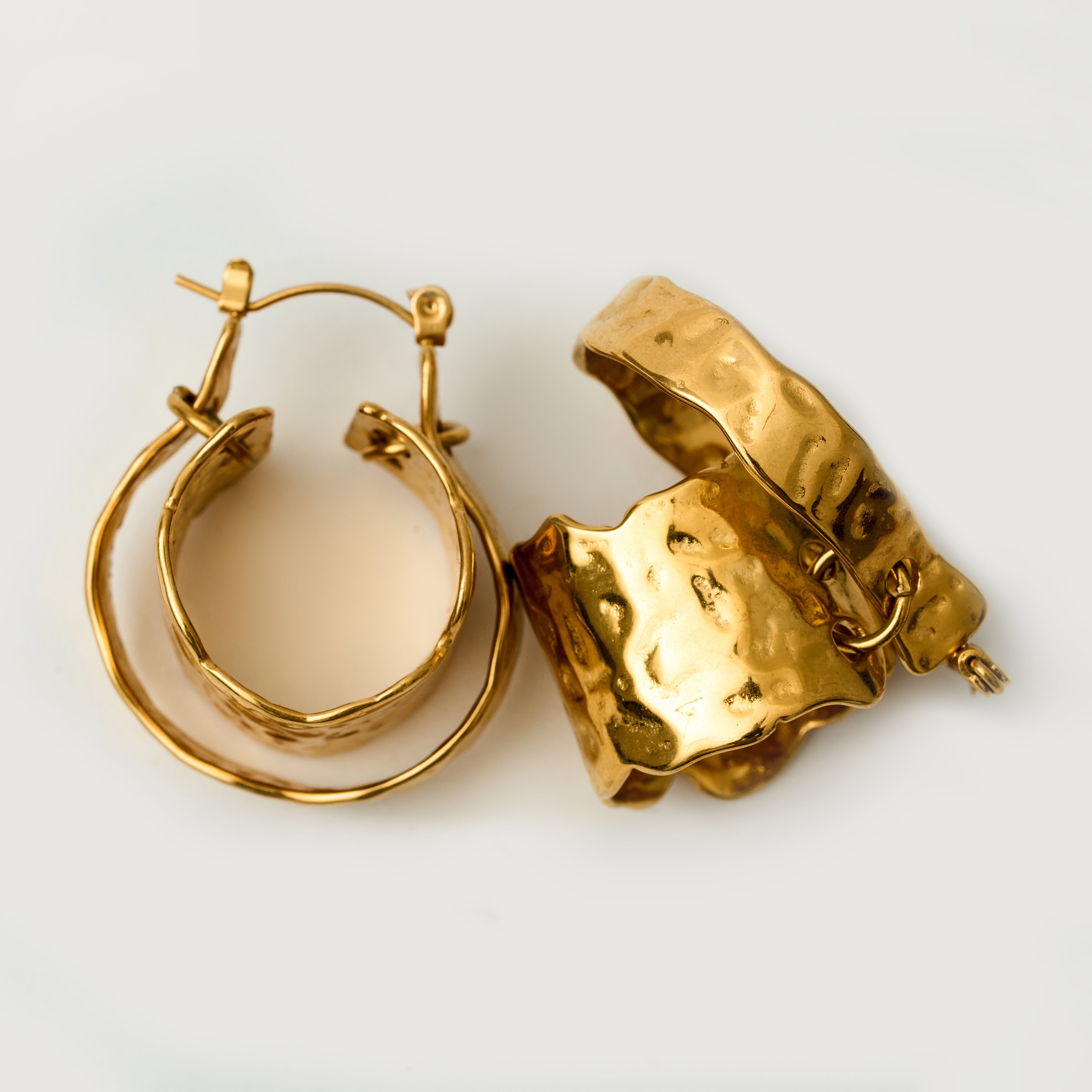 Canggu Double Layered Textured Earrings in 18K Gold Plated