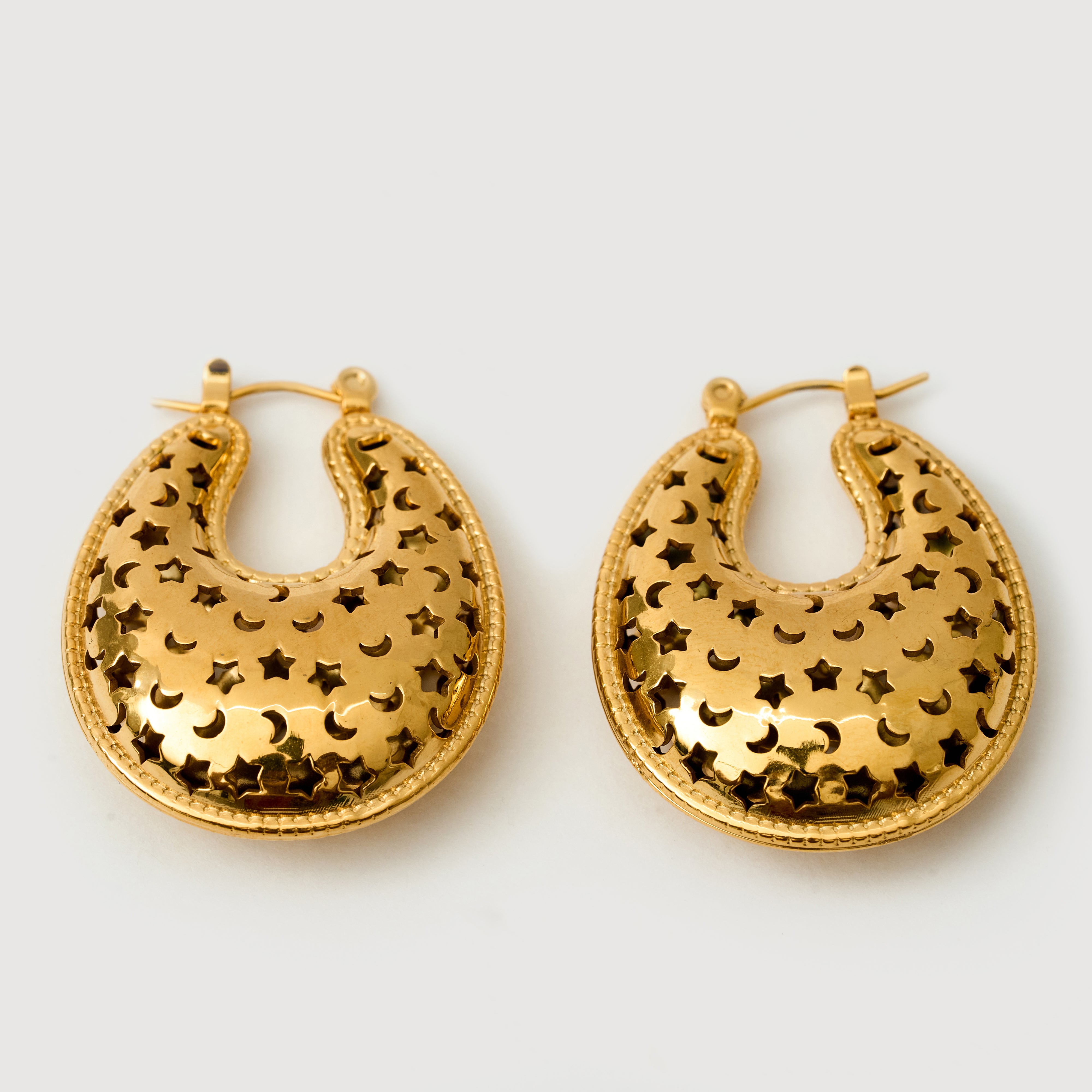 Starry Nightfall Hoop Earrings in 18K Gold Plated