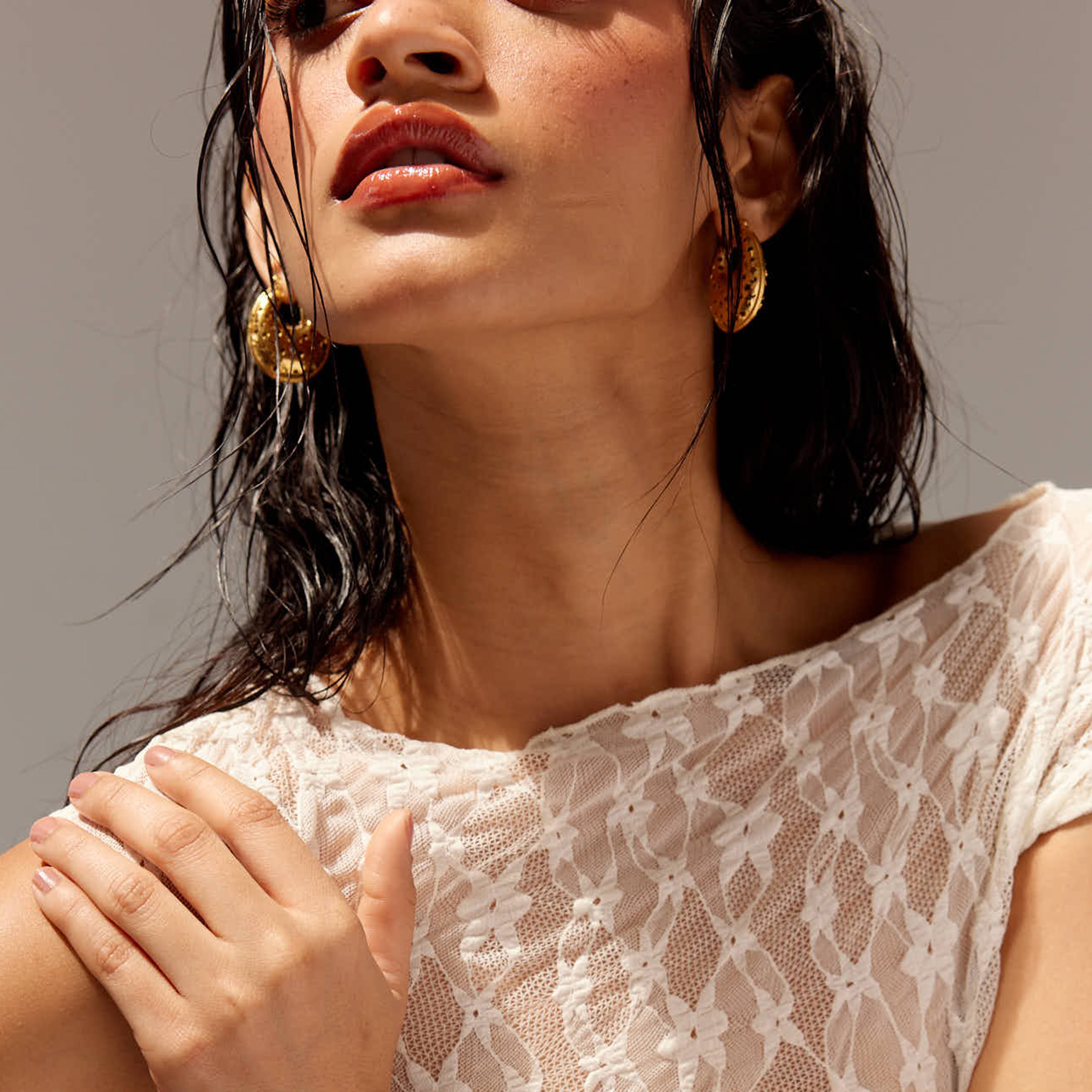 Starry Nightfall Hoop Earrings in 18K Gold Plated