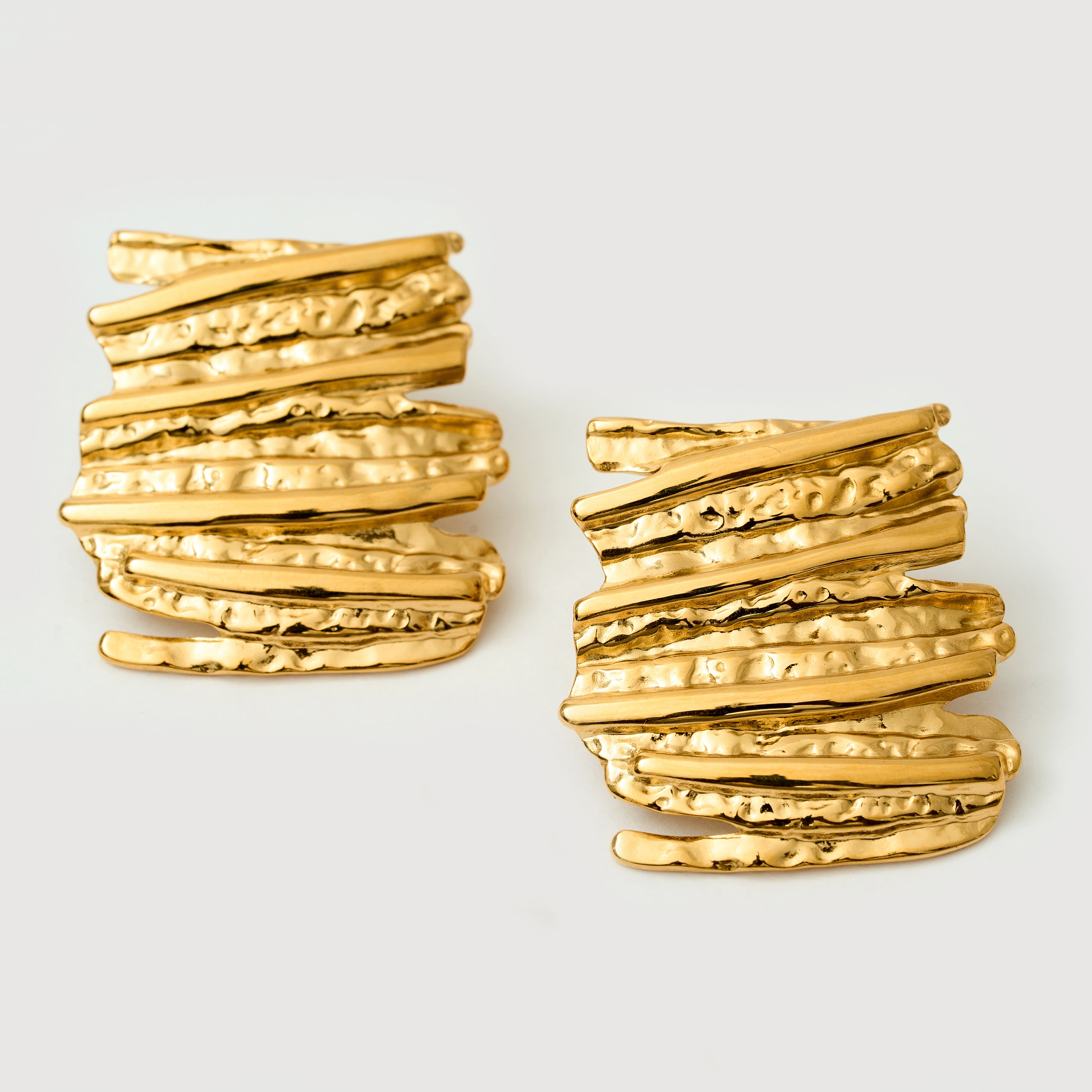 Dewi Demure Textured Earrings in 18K Gold Plated