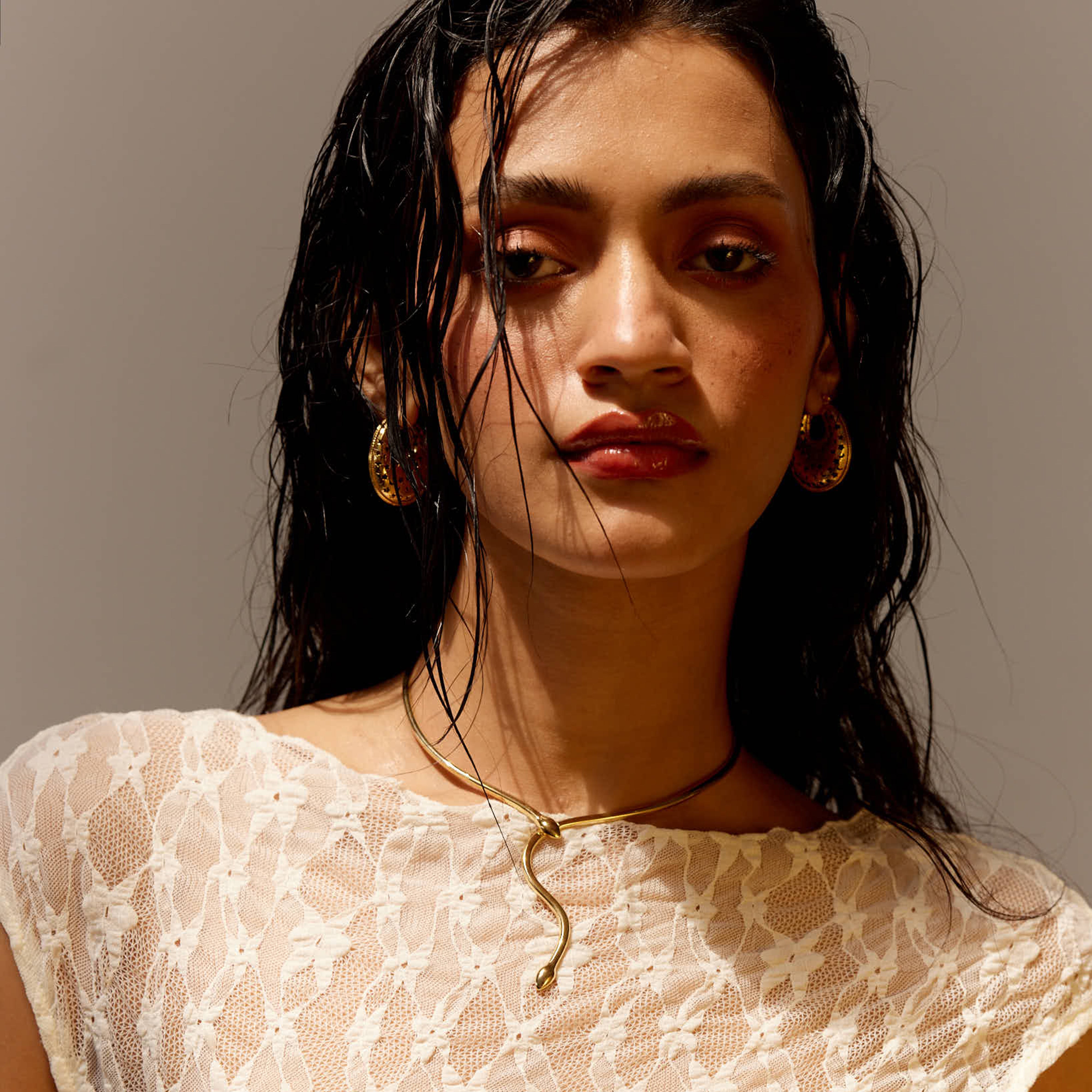 Starry Nightfall Hoop Earrings in 18K Gold Plated