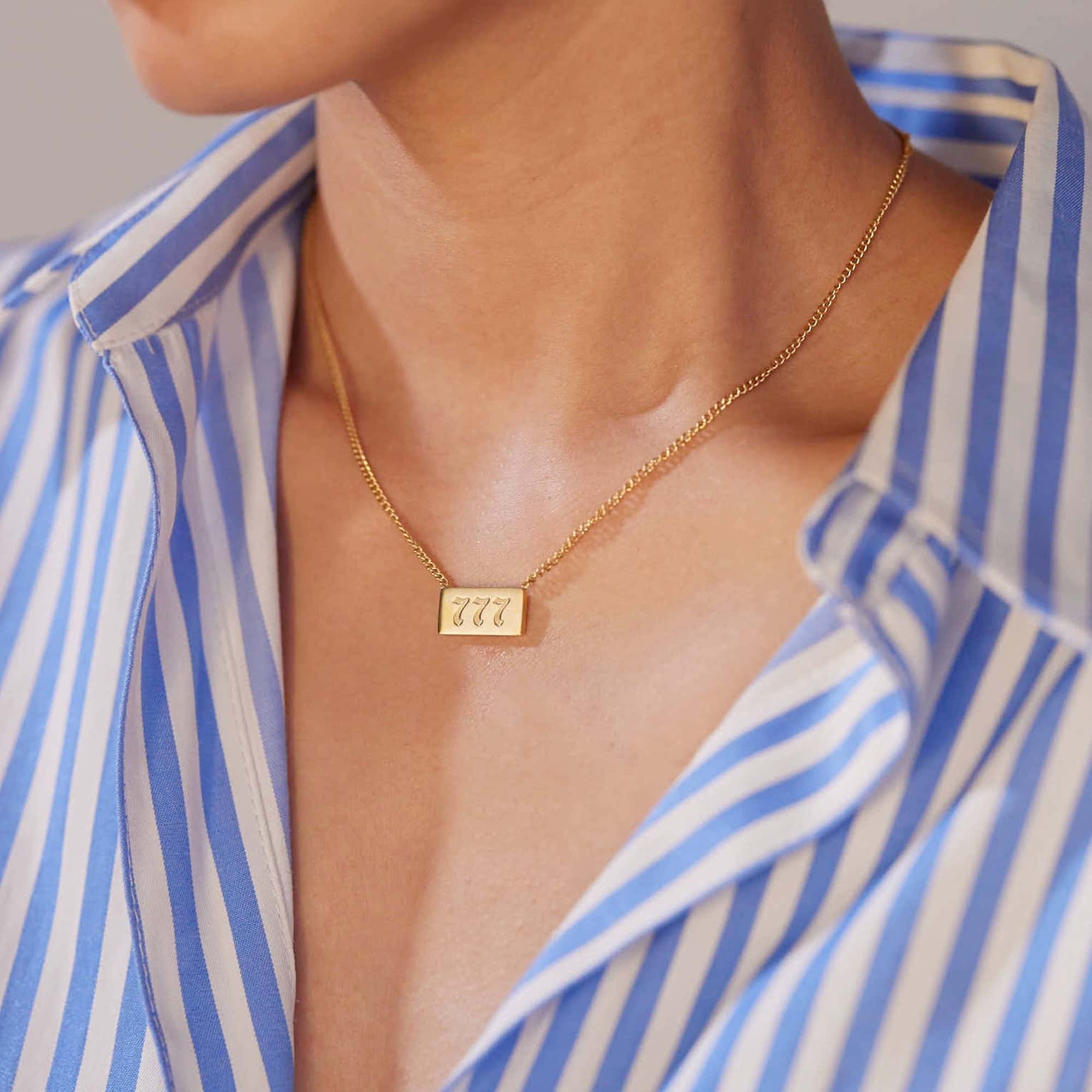 Athena Fortune 777 Pendant Necklace in 18K Gold Plated