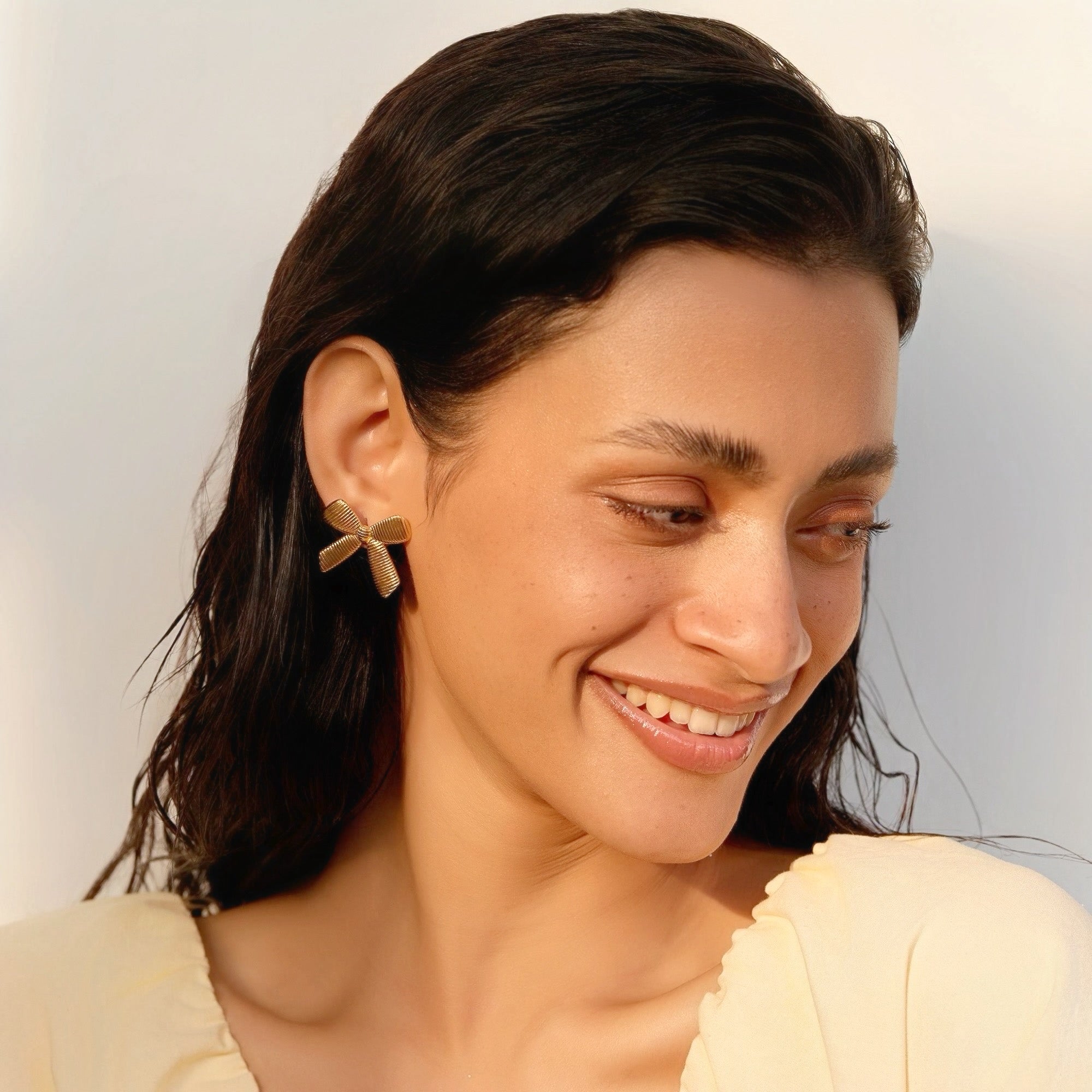 Rosalind Bow Earrings in 18K Gold Plated