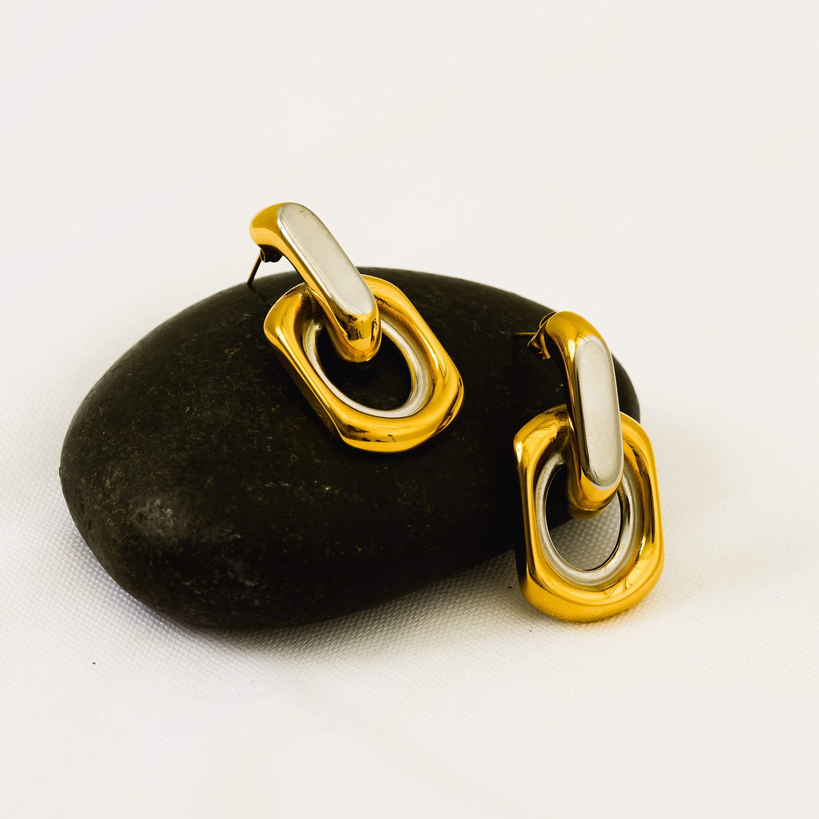 Aurin Earrings - Mixed Metals Sculptural Statement Drops