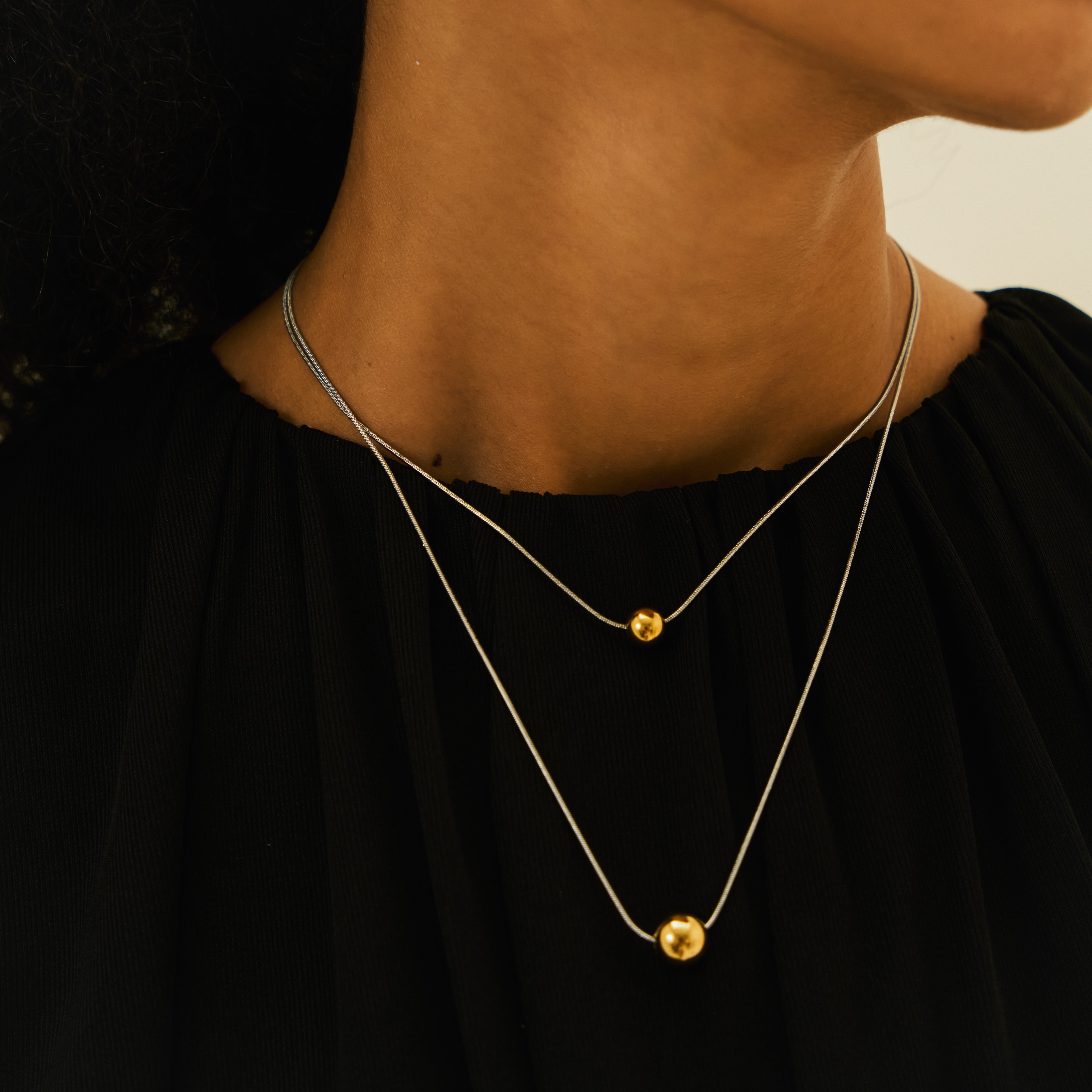 Eclipsia Necklace - Mixed Metals Layered Chain