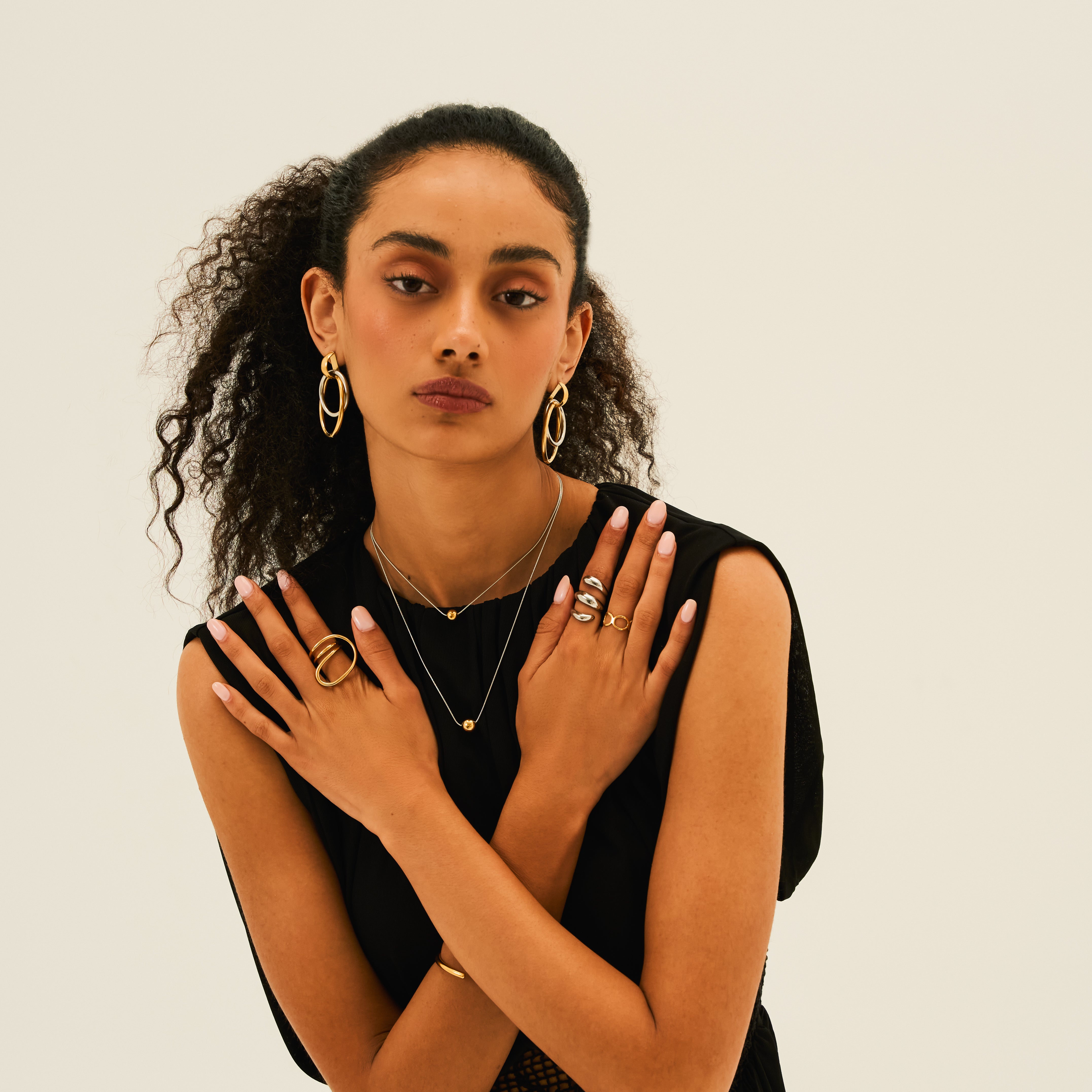 Ora Loop Earrings – Mixed Metals Sculptural Hoops