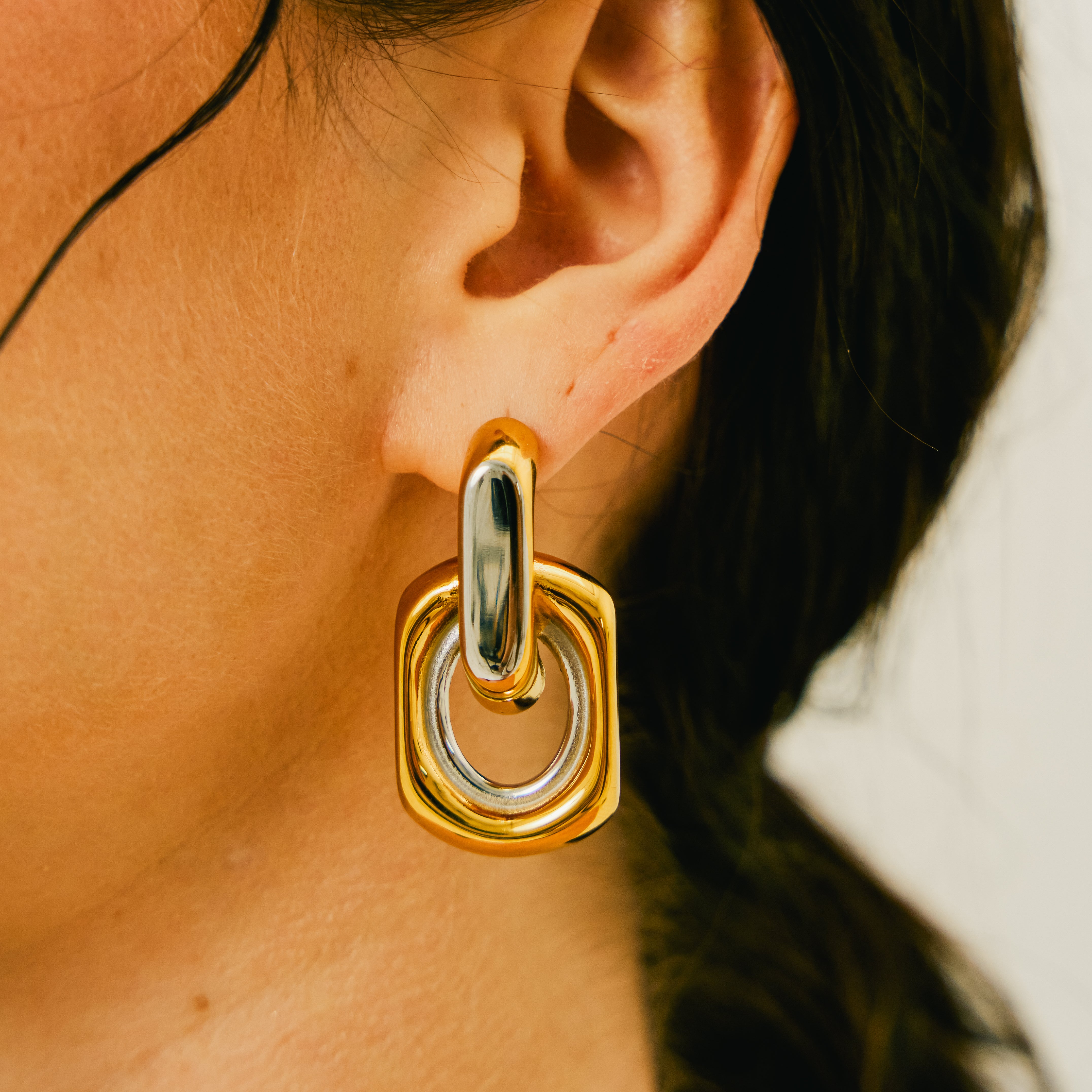 Aurin Earrings - Mixed Metals Sculptural Statement Drops