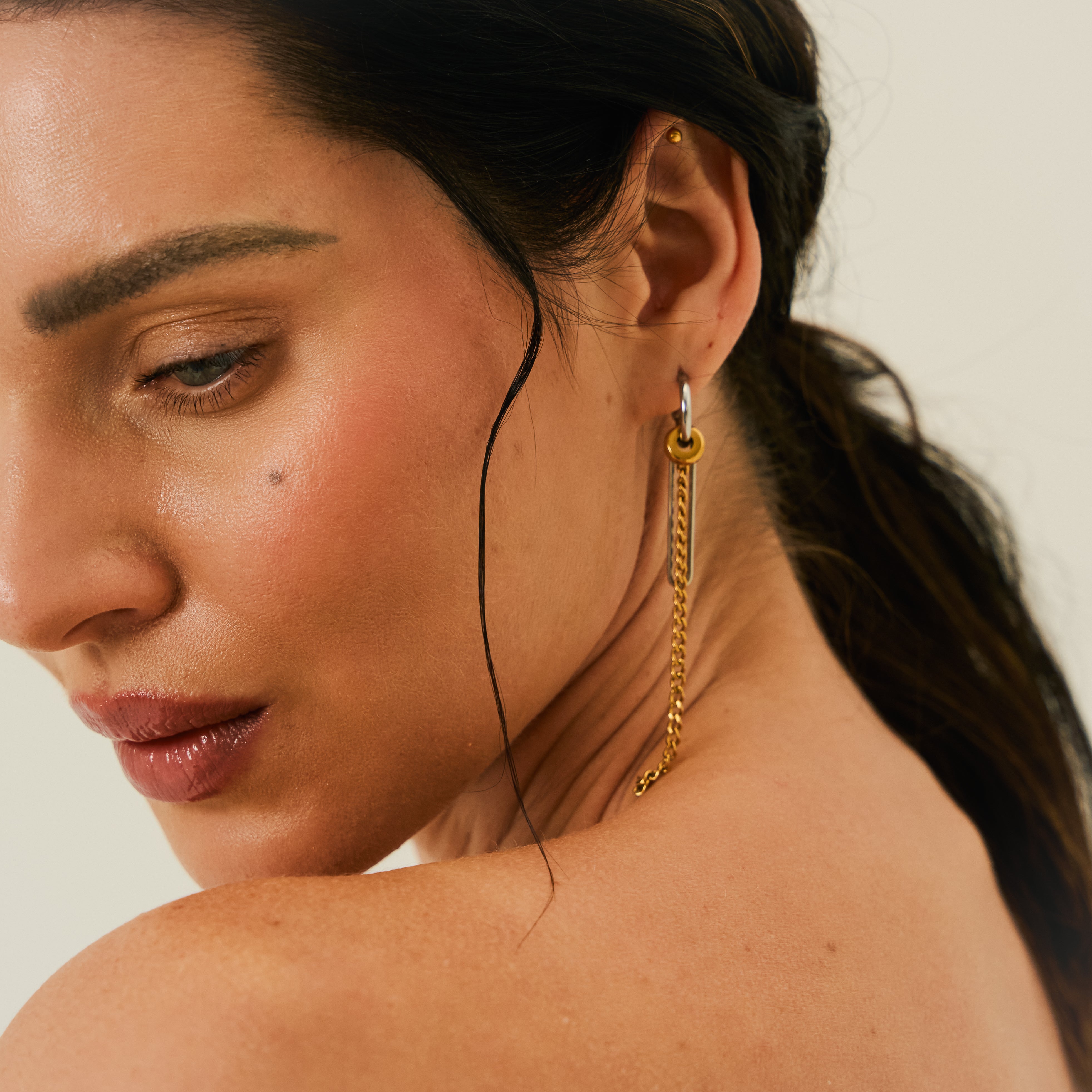 Layla Drop Earrings – Mixed Metals Irregular Convertible Drops
