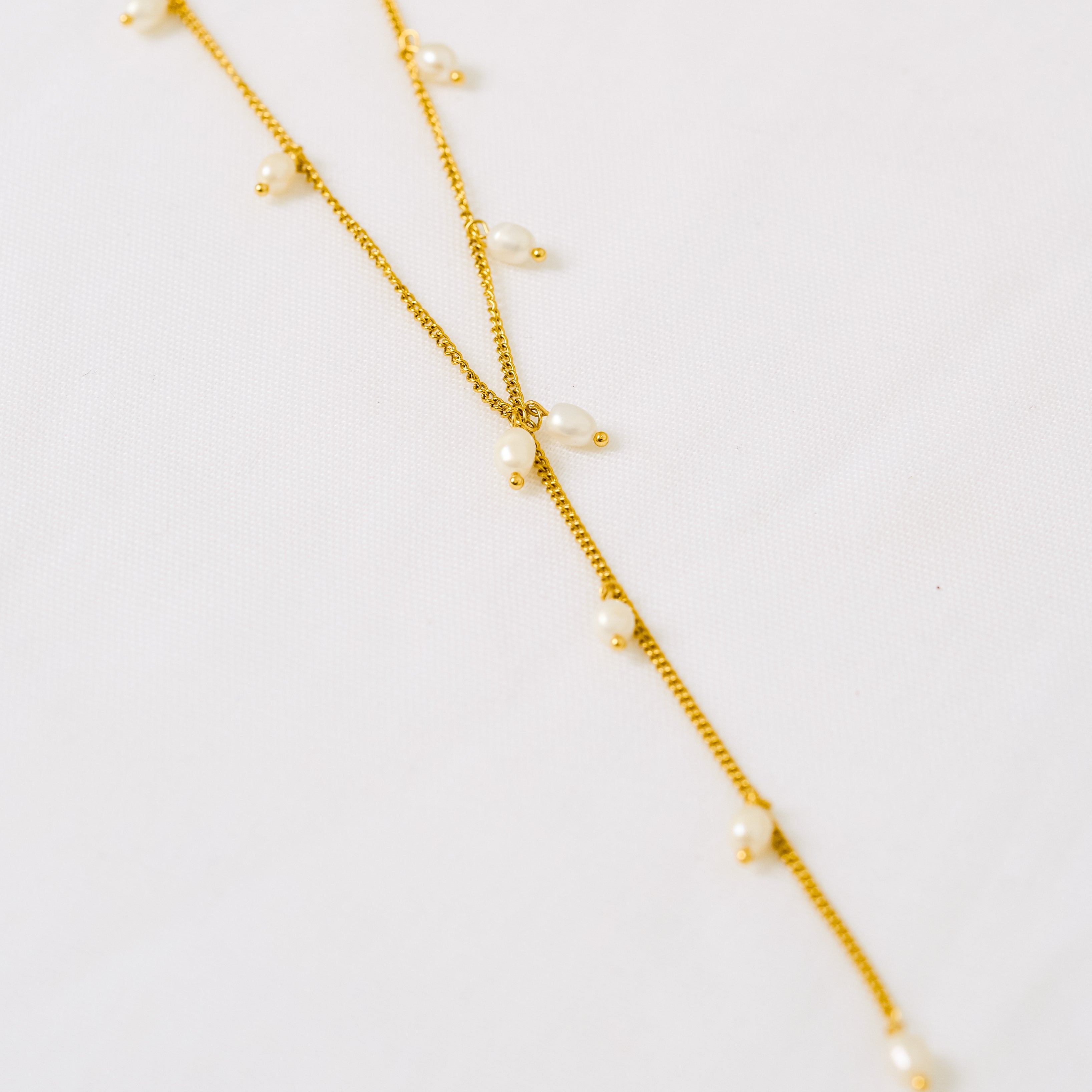 Amal Threaded Pearl Necklace in 18K Gold Plated