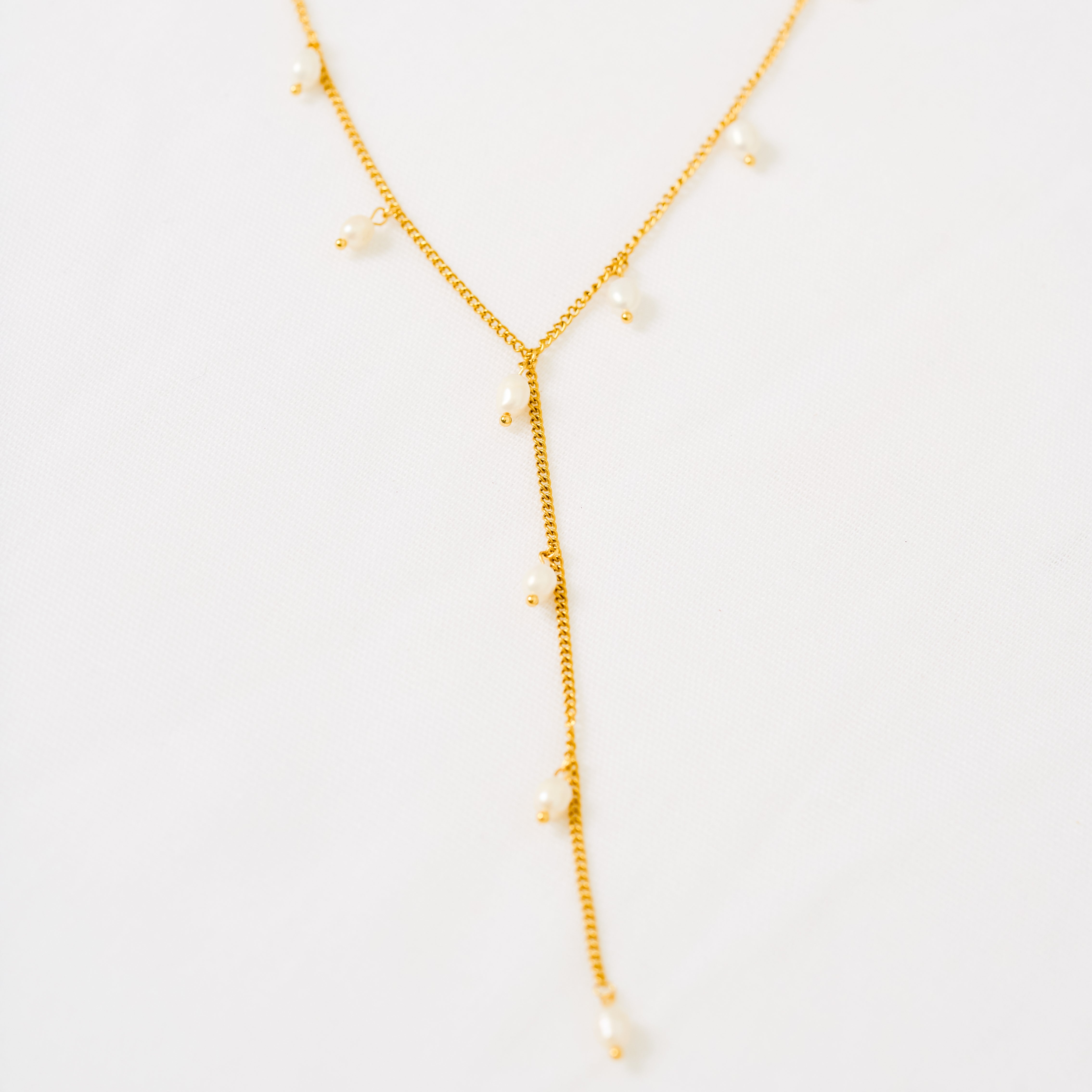 Amal Threaded Pearl Necklace in 18K Gold Plated