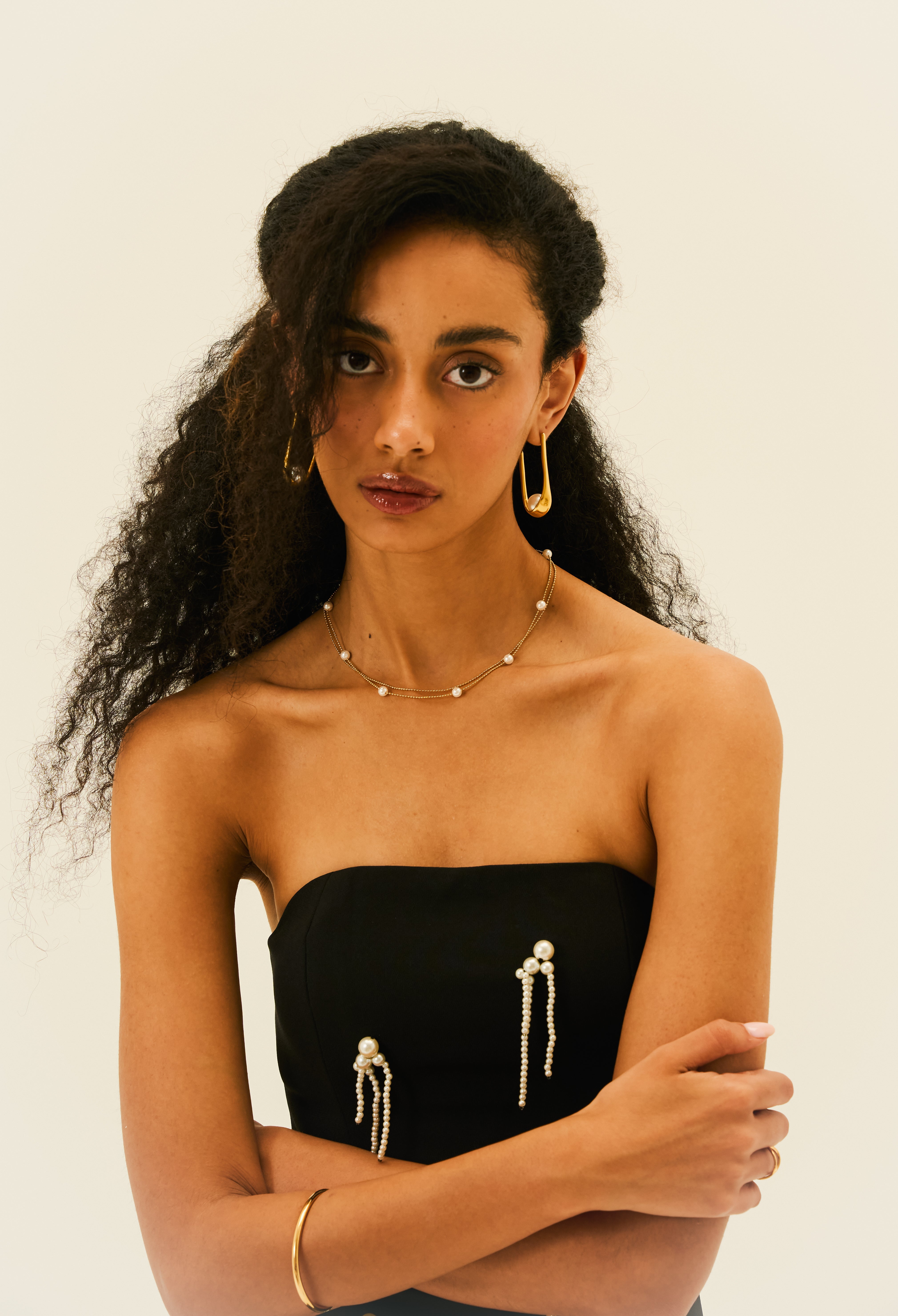 Salma Floating Pearl Choker in 18K Gold Plating