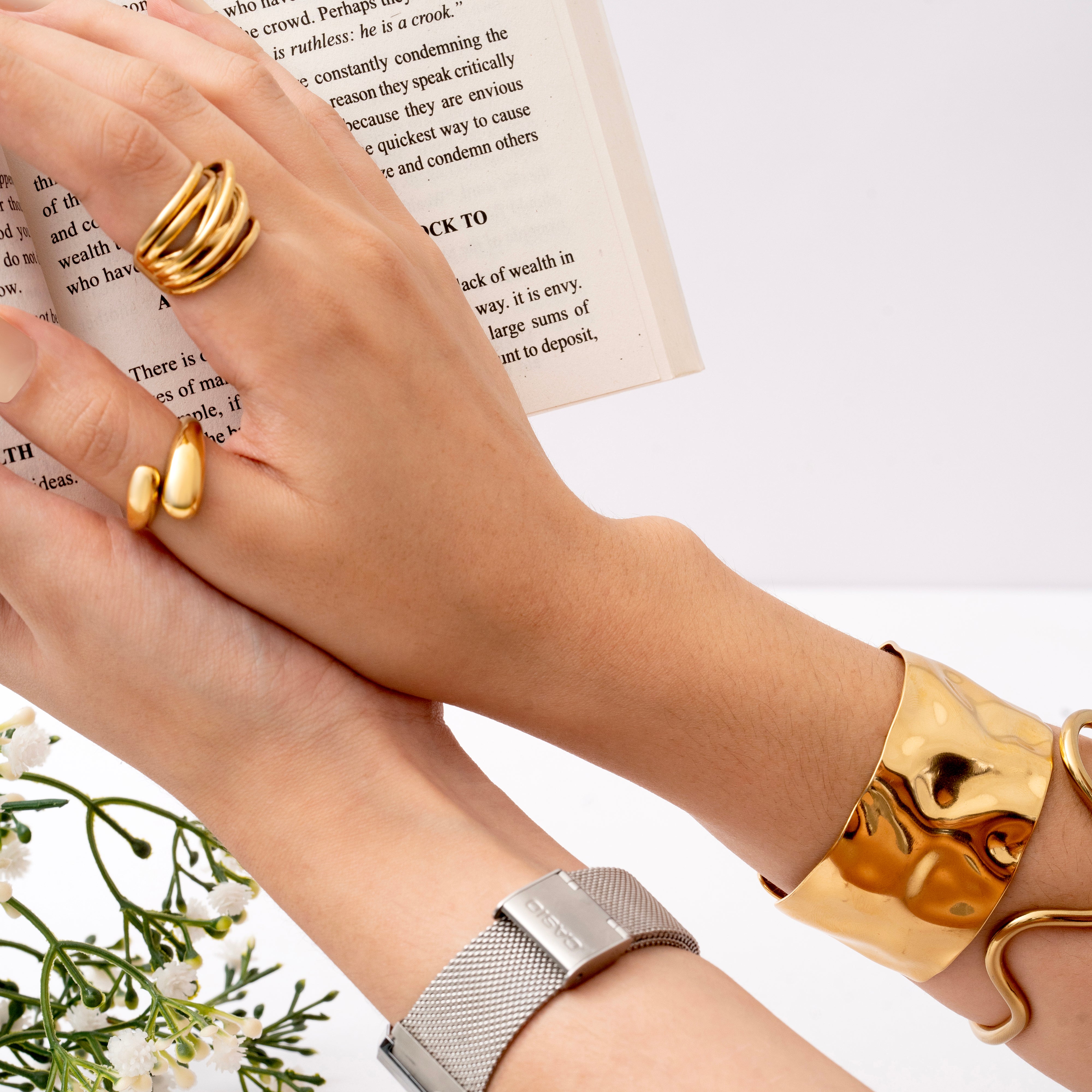 Céline Wave Gold Cuff in 18K Gold Plated