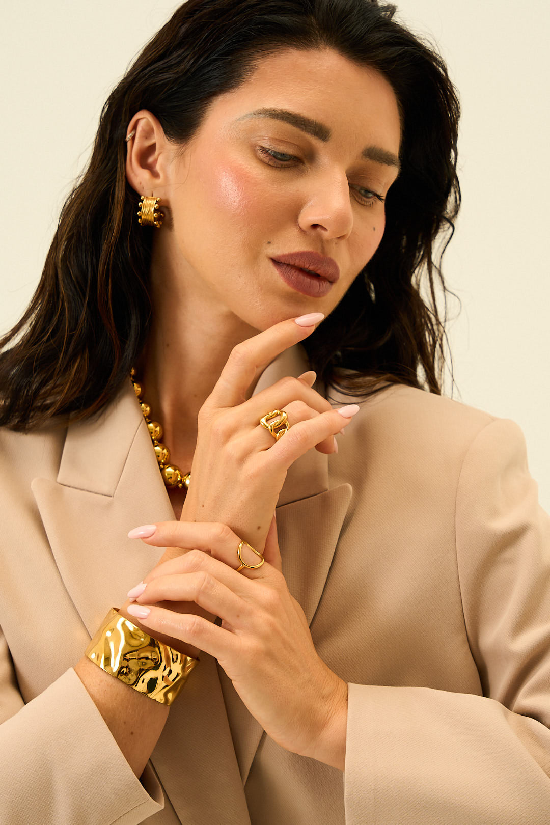 Céline Wave Gold Cuff in 18K Gold Plated