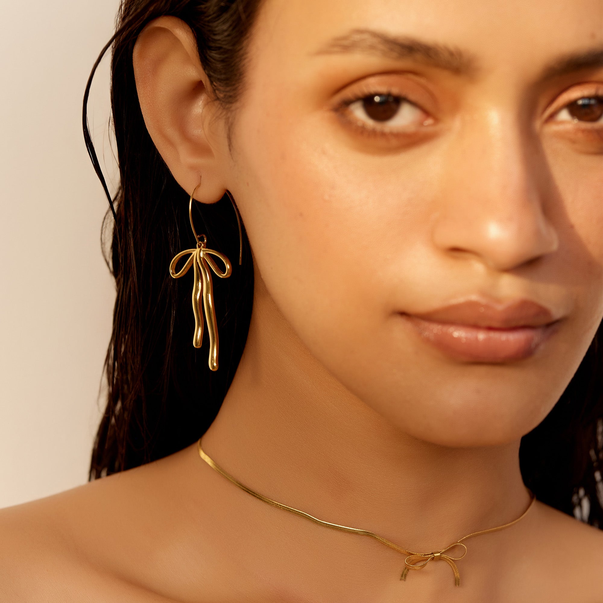 Scarlette Bow Drop Earrings in 18K Gold Plated