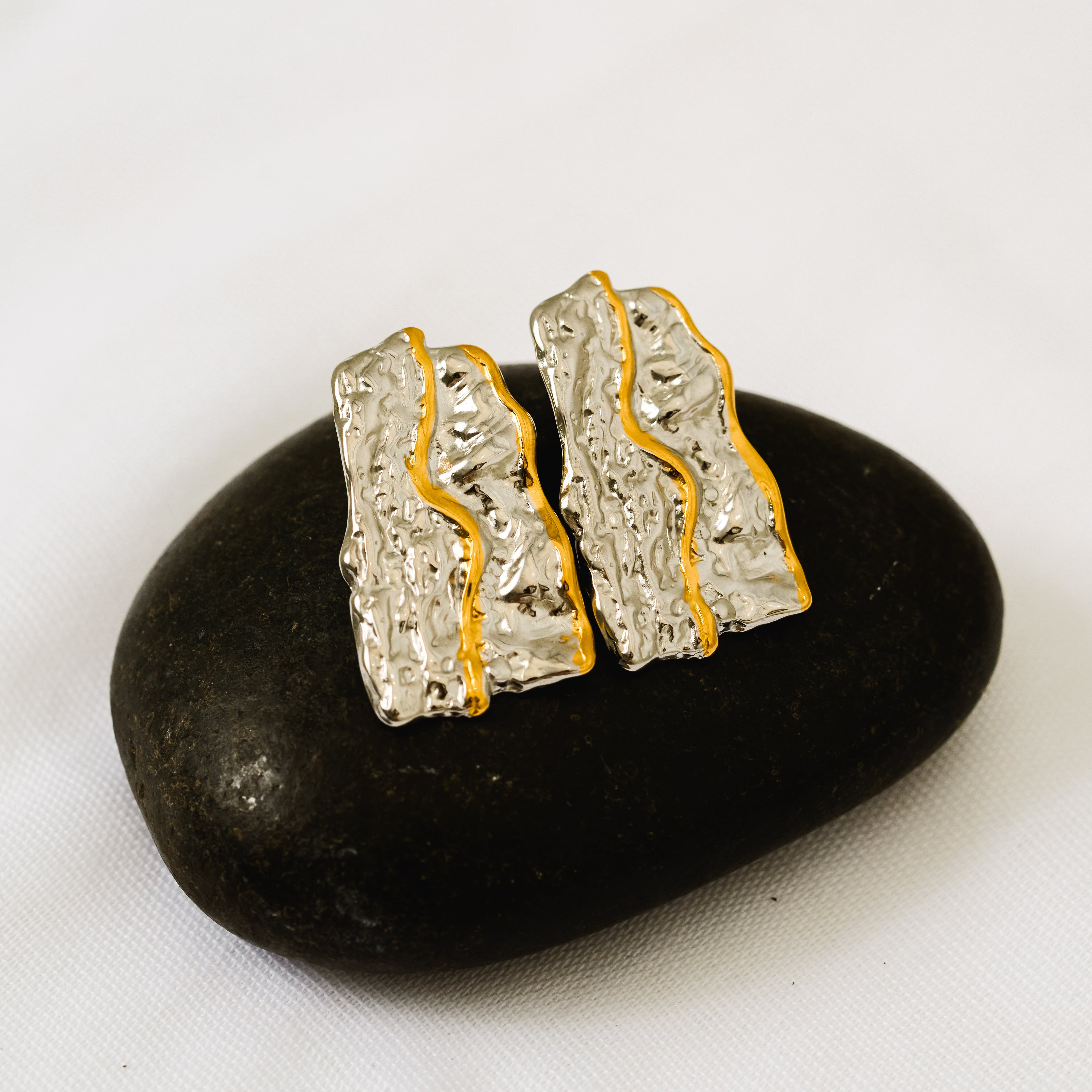 Lyra Earrings - Mixed Metals Statement Drop Earrings