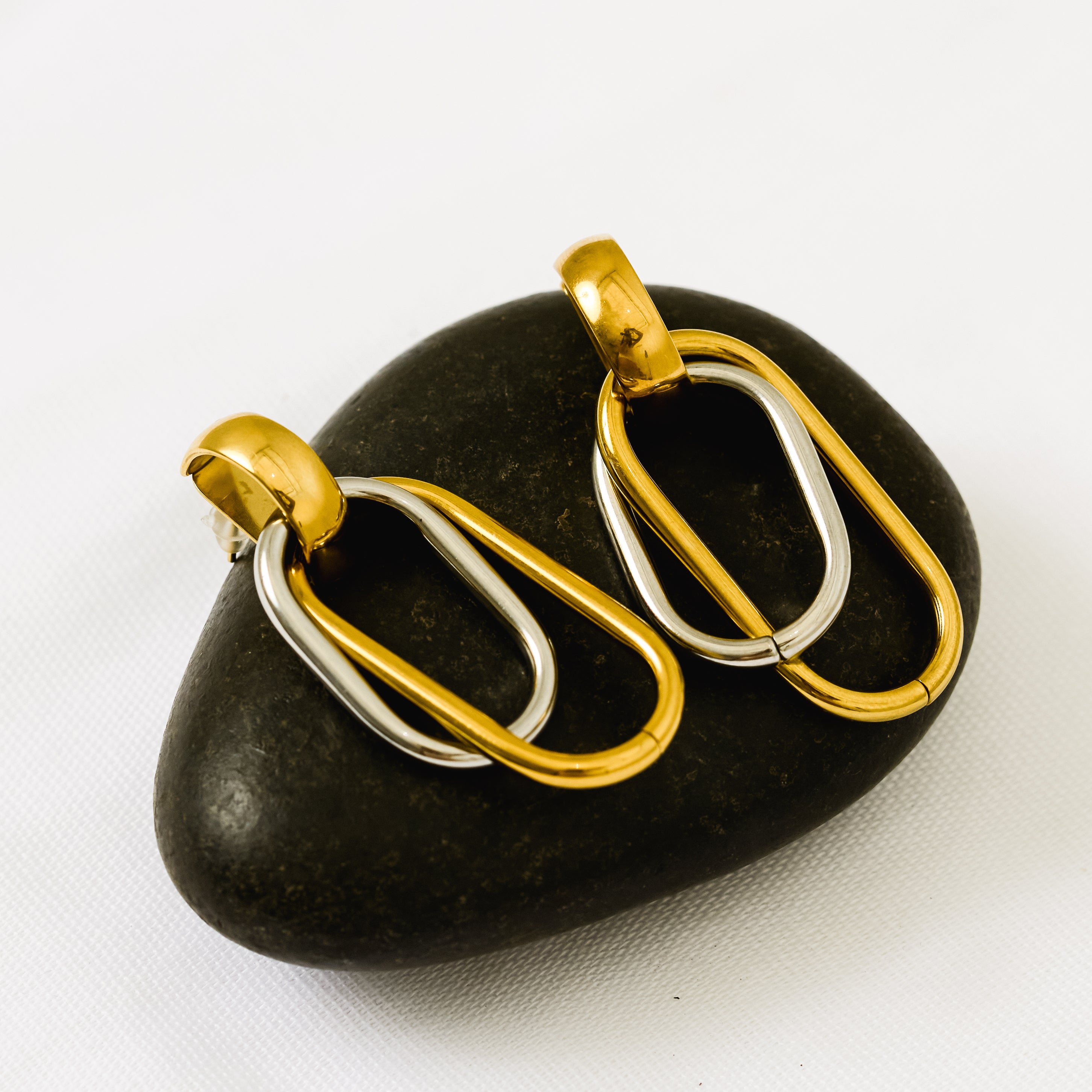 Vega Link Earrings – Mixed Metals Modern Statement Drops