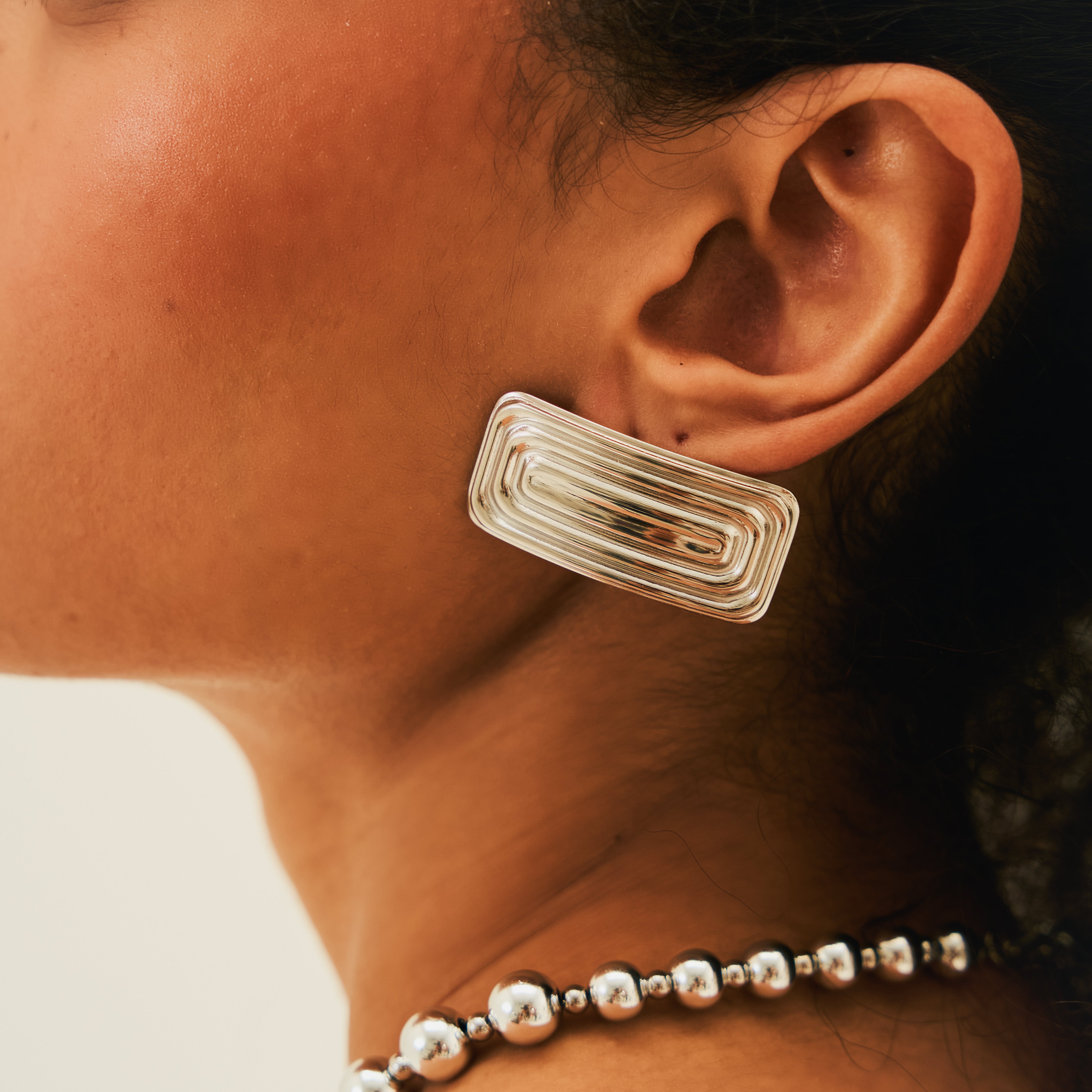 Riviera Statement Bar Earrings in Silver