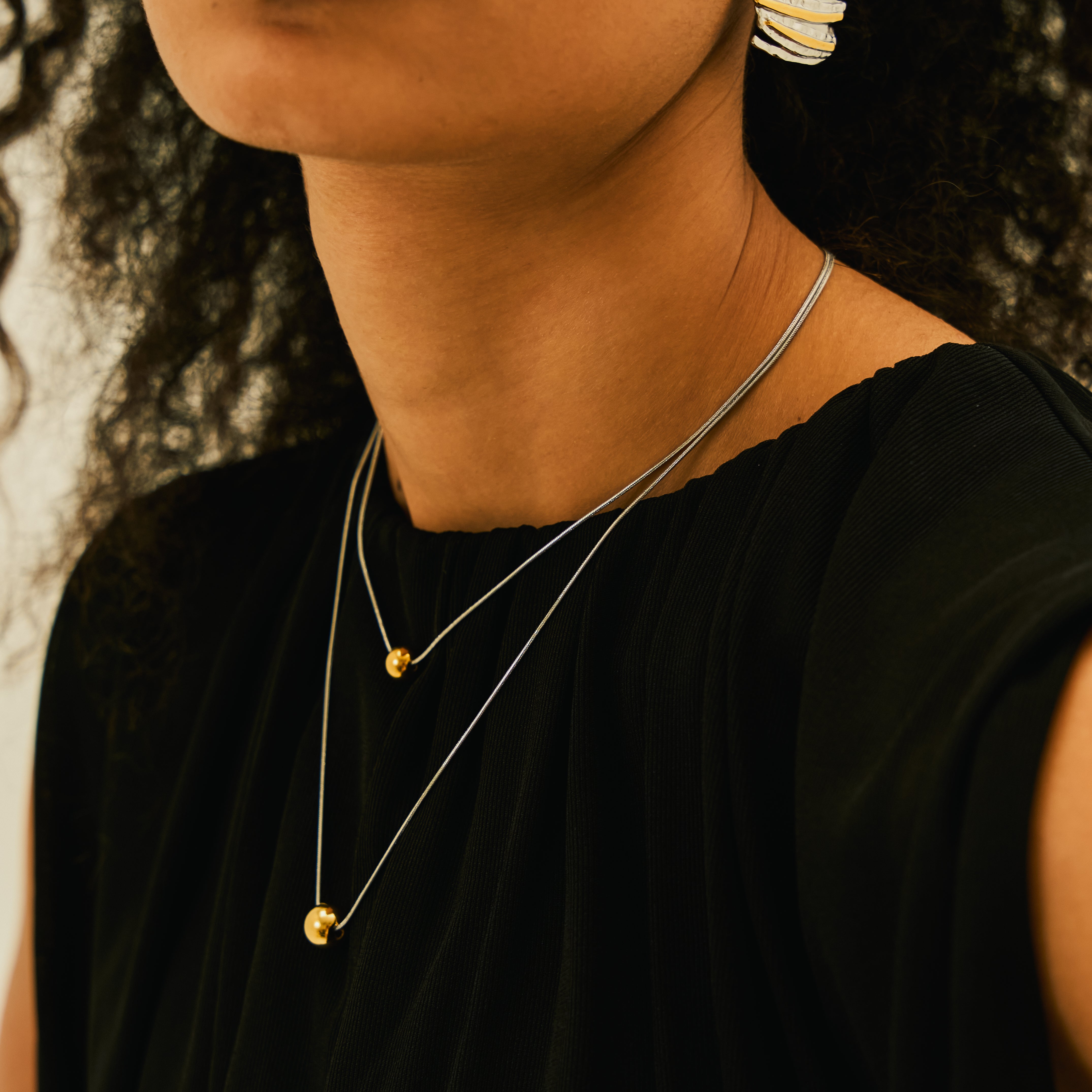 Eclipsia Necklace - Mixed Metals Layered Chain
