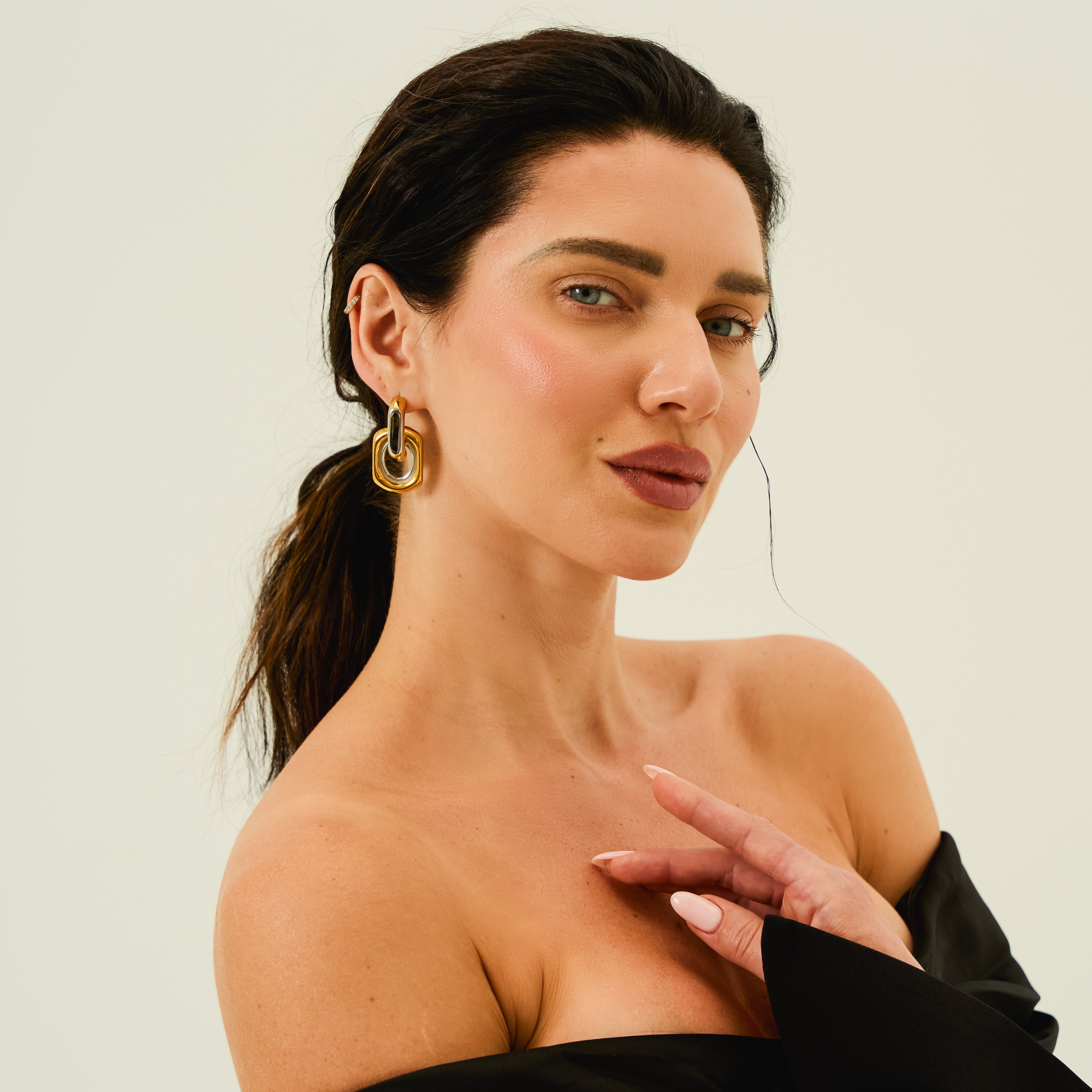 Aurin Earrings - Mixed Metals Sculptural Statement Drops