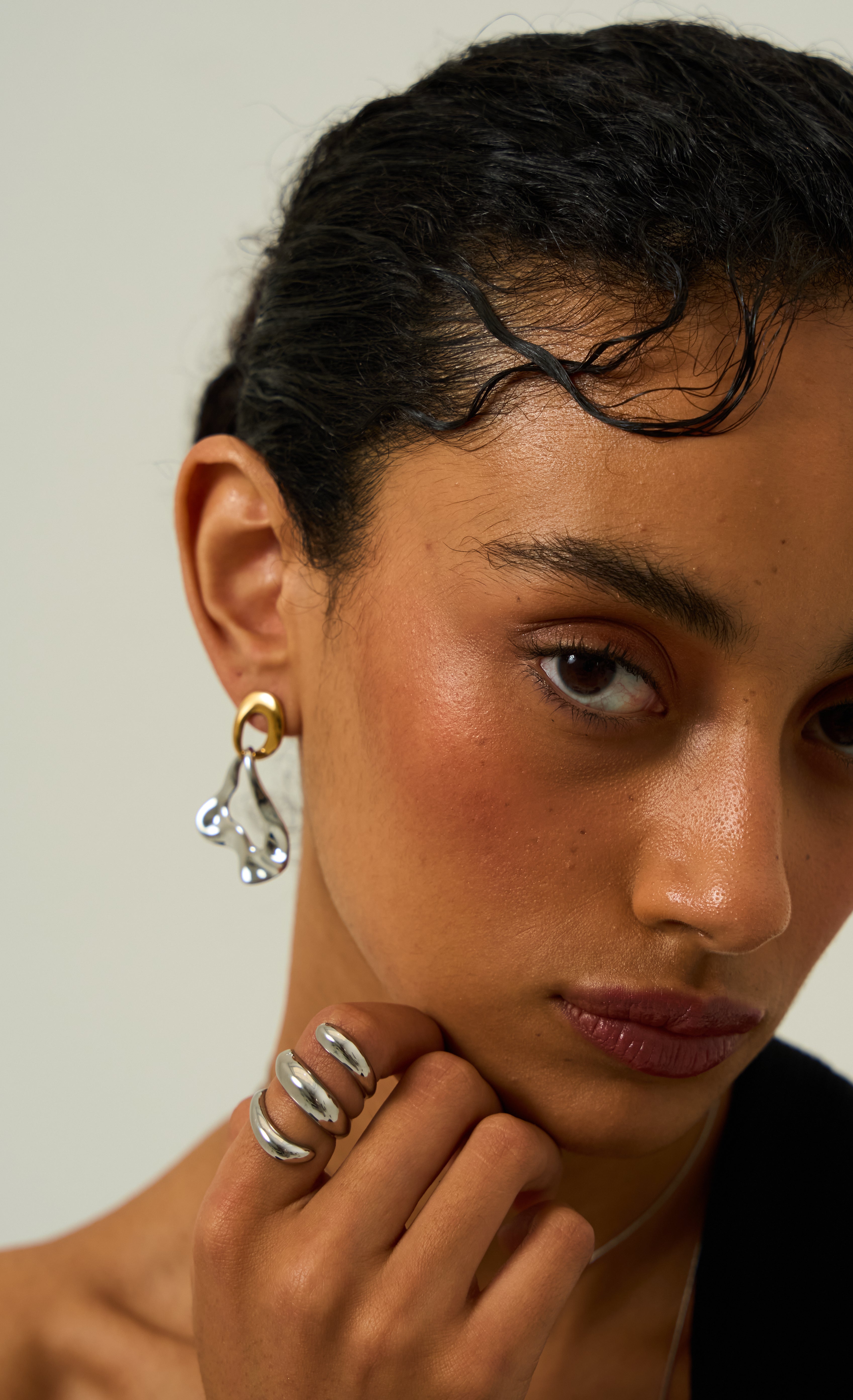 Elara Earrings – Mixed Metals Minimal Drop Earrings